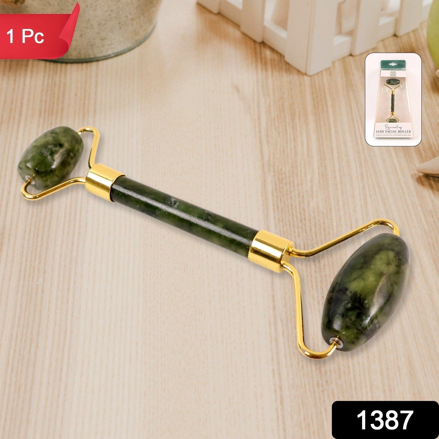 Dual Headed Jade Facial Massage Roller 1 Pc thumbnail 1