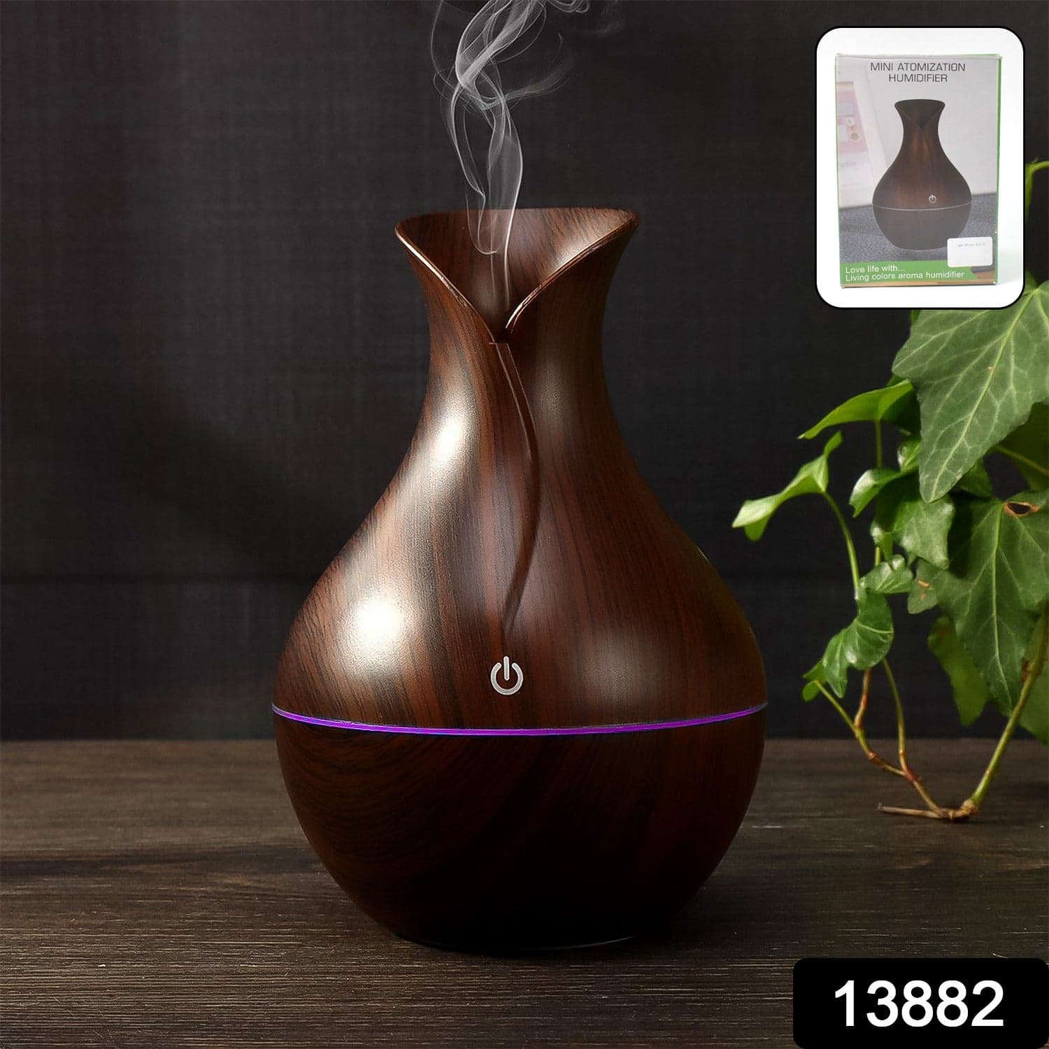 Mini Wooden Vase Pot Diffuser Cool Mist Atomization Humidifier (1 Pc) thumbnail 2