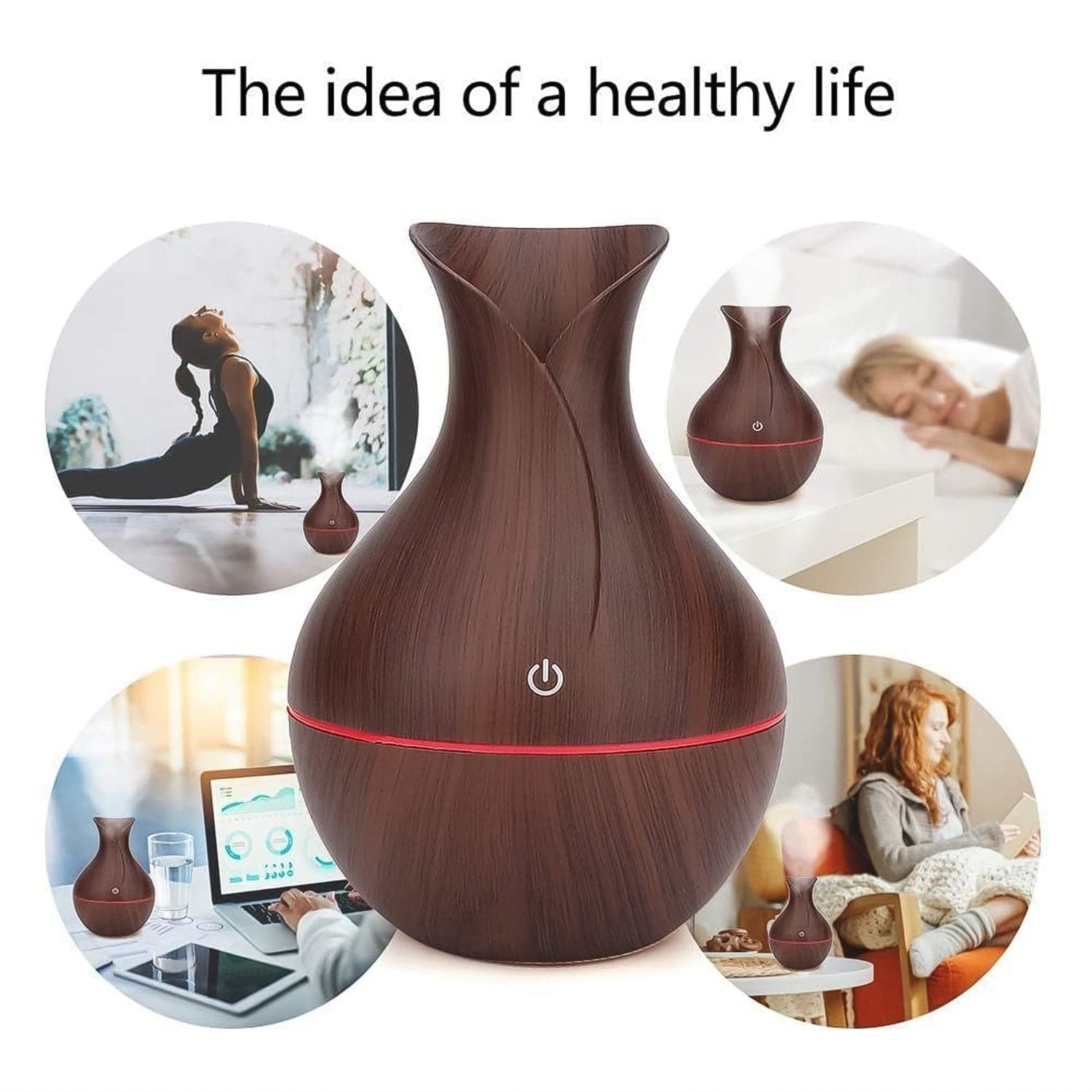 Mini Wooden Vase Pot Diffuser Cool Mist Atomization Humidifier (1 Pc) thumbnail 3
