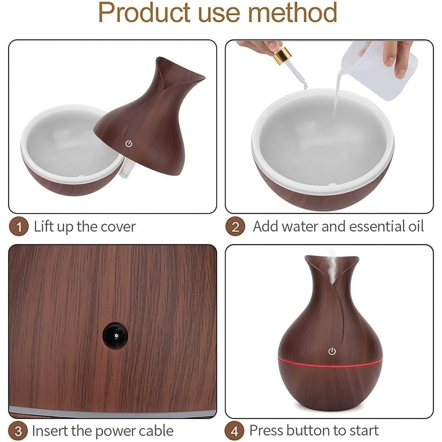 Mini Wooden Vase Pot Diffuser Cool Mist Atomization Humidifier (1 Pc) thumbnail 7