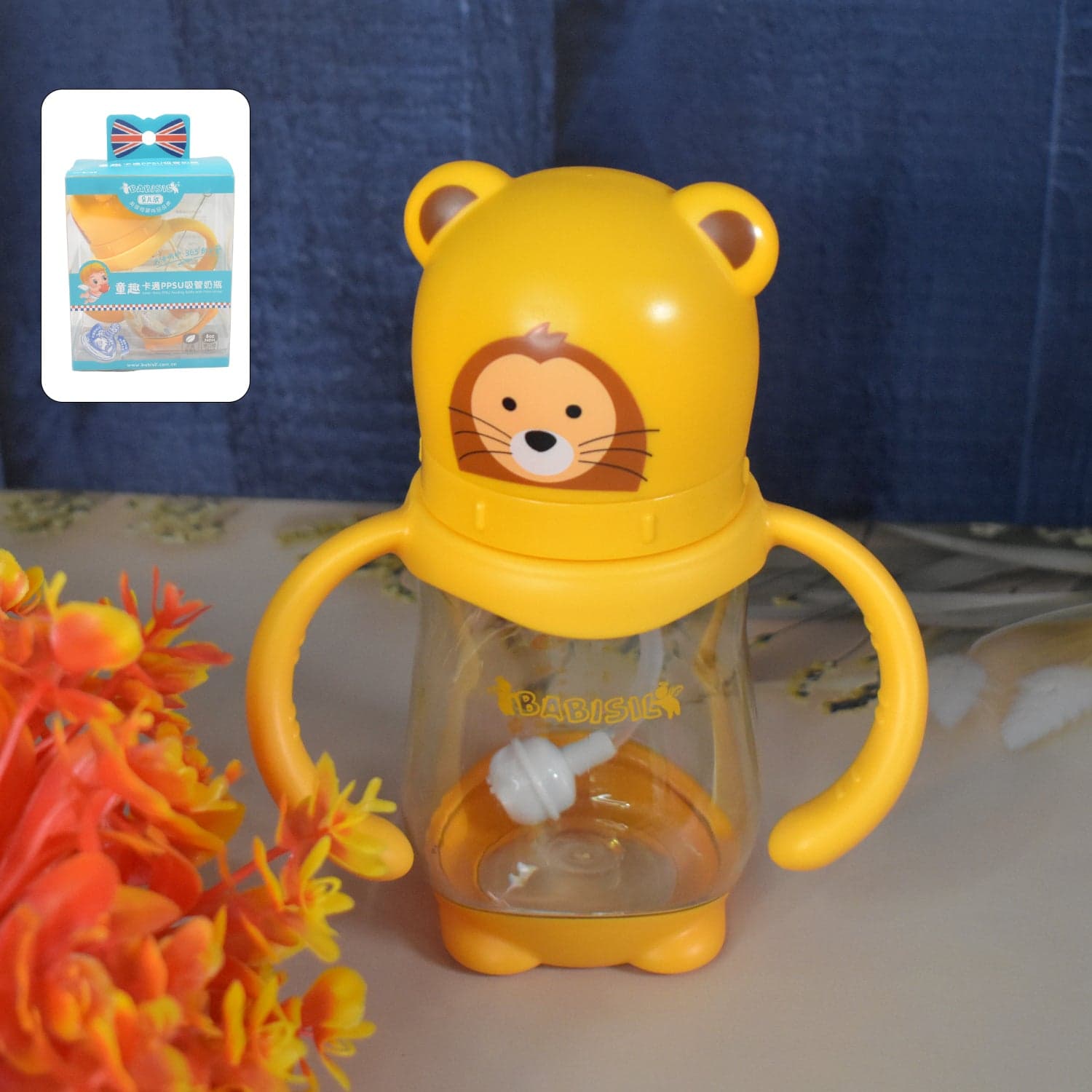 Baby Feeding Bottle with Handles & Straw (Mix Design, Size & Color / 1 Pc) thumbnail 8