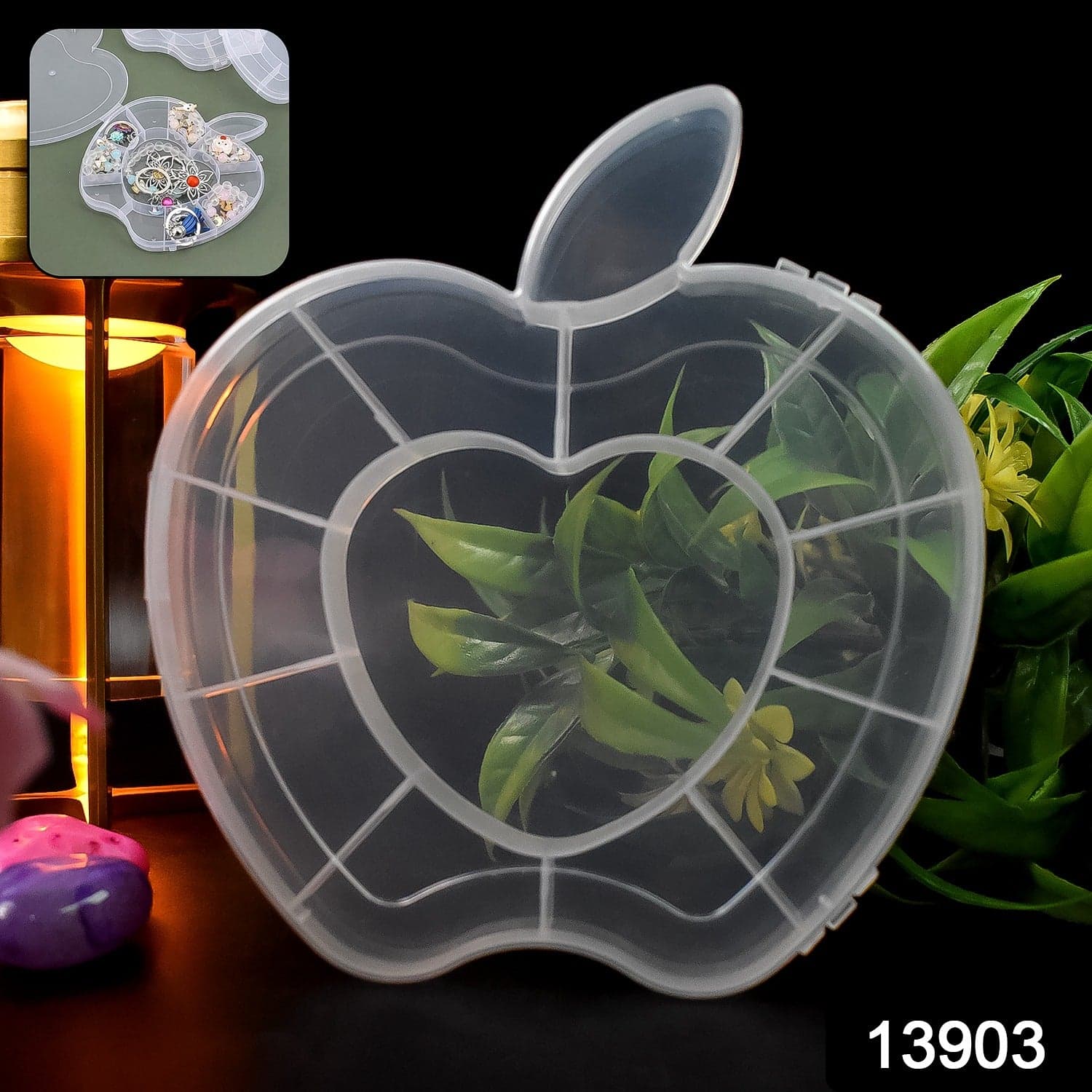 Plastic Apple Shape Jewellery Storage Box (1 Pc) thumbnail 2