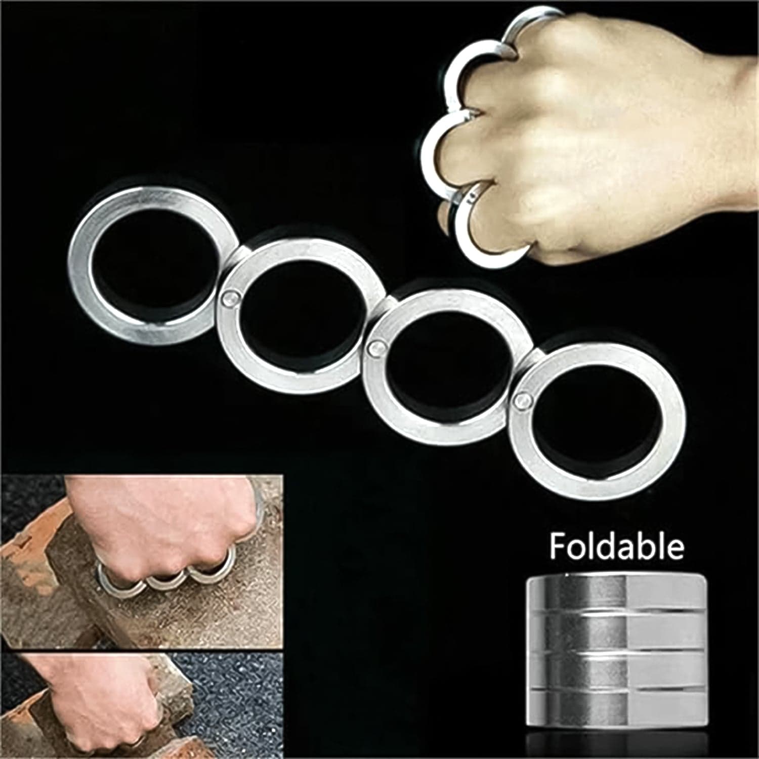 Portable 4 Finger Ring Unique Rotating Folding Ring (1 Set) thumbnail 1