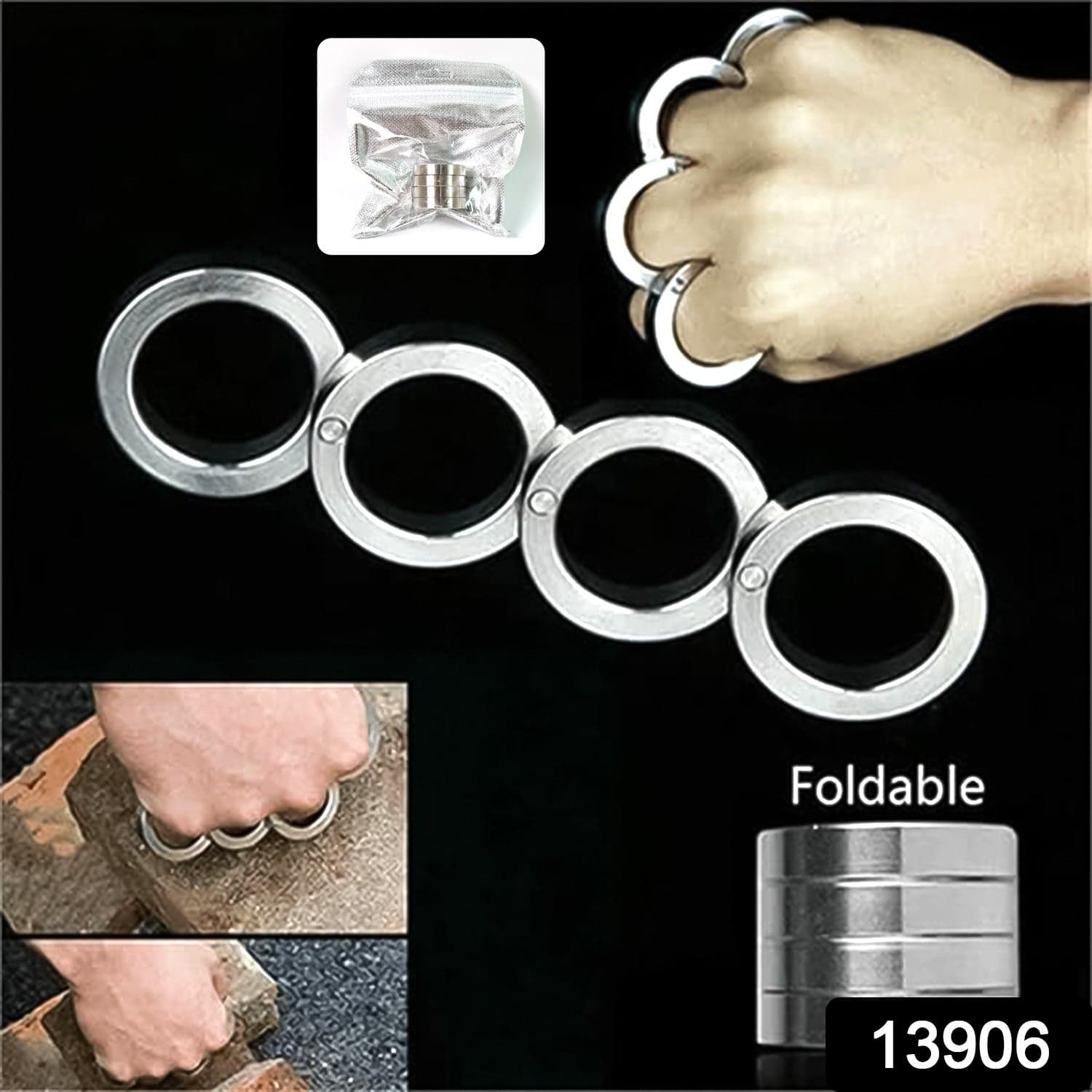 Portable 4 Finger Ring Unique Rotating Folding Ring (1 Set) thumbnail 2