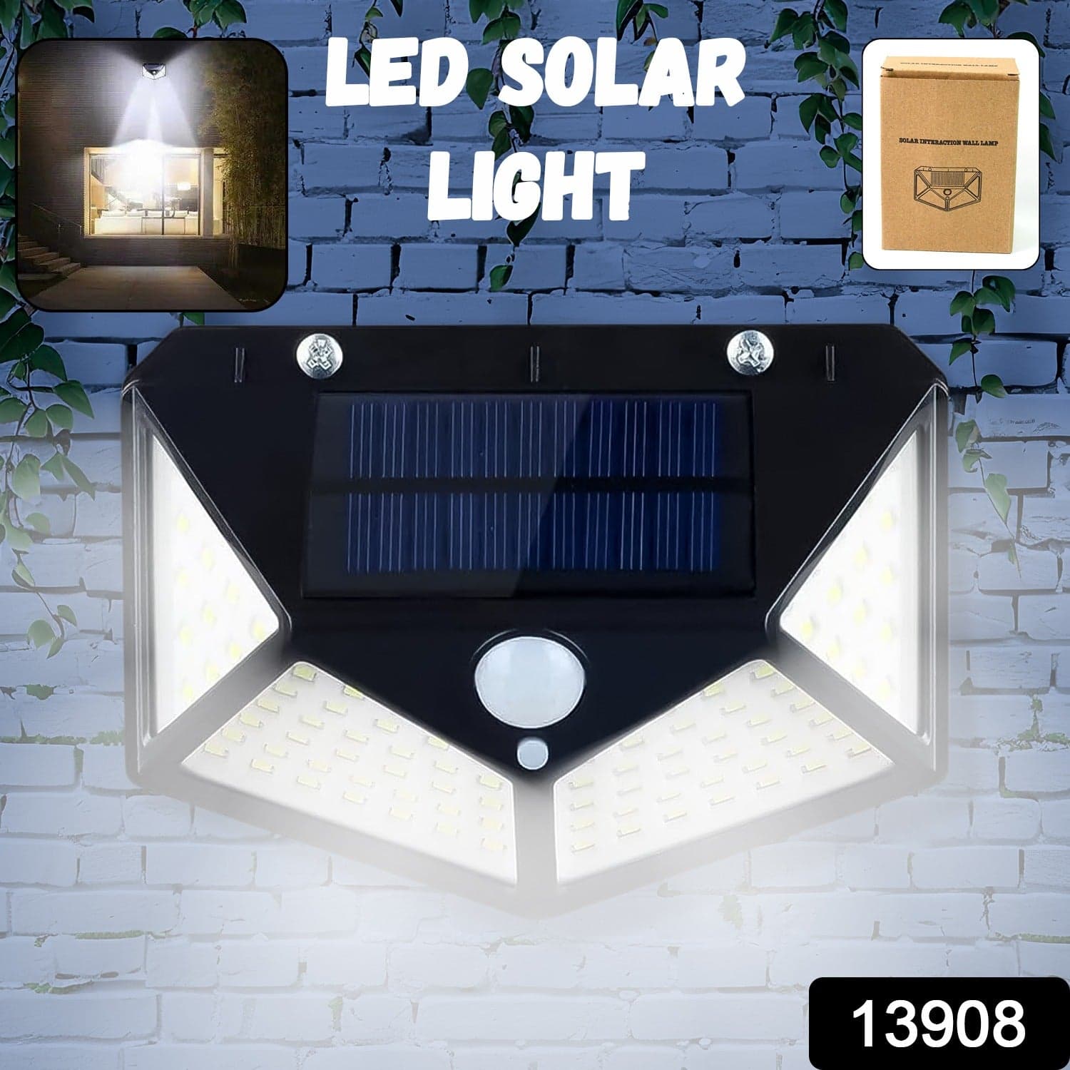 Outdoor Solar Lamp 100 LED Solar Light PIR Motion Sensor Wall Light ( 1 Pc) thumbnail 2