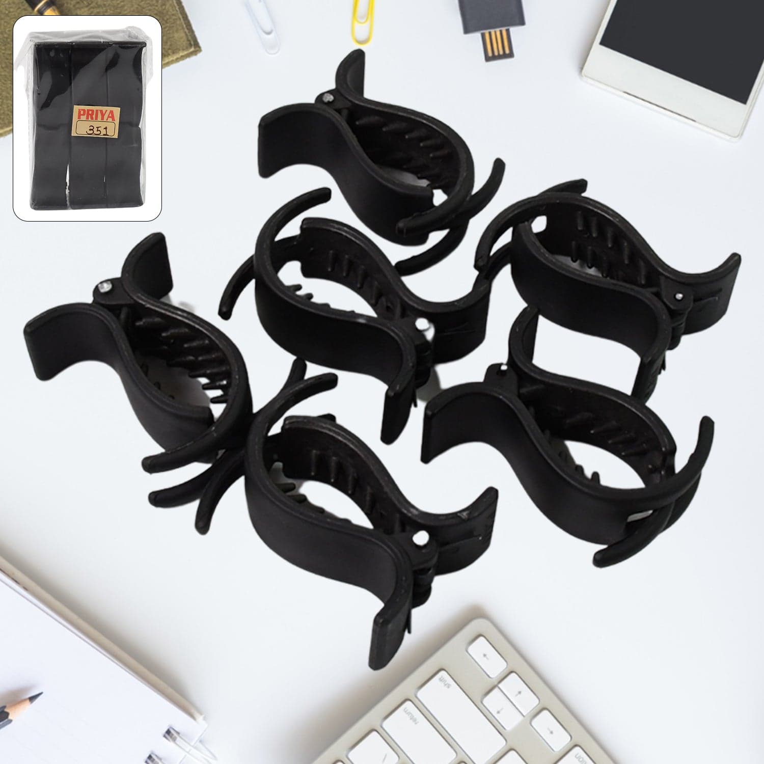 Big Hair Clips for Girls Kids Hair Accessories (6 Pcs Set / Black), Hair accessories thumbnail 1