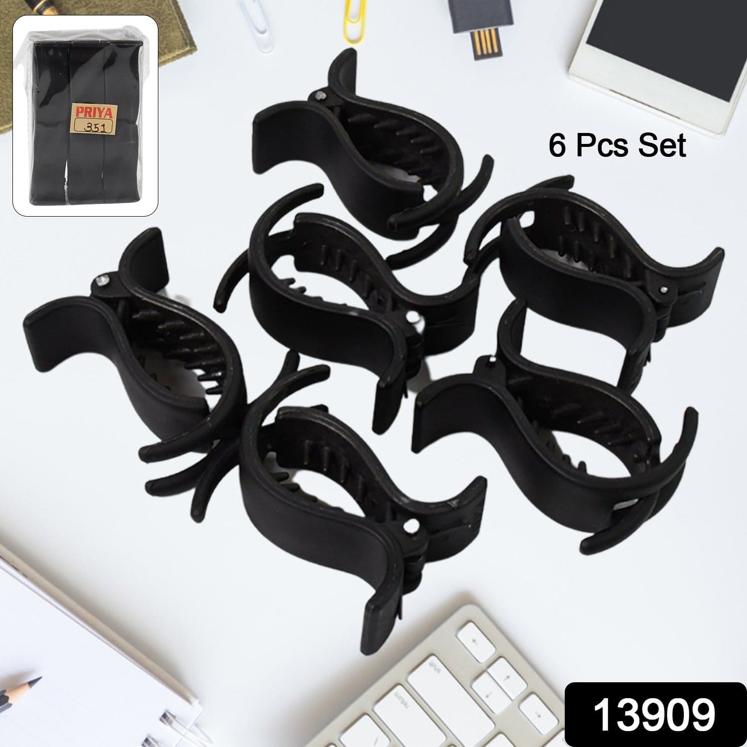 Big Hair Clips for Girls Kids Hair Accessories (6 Pcs Set / Black), Hair accessories thumbnail 2