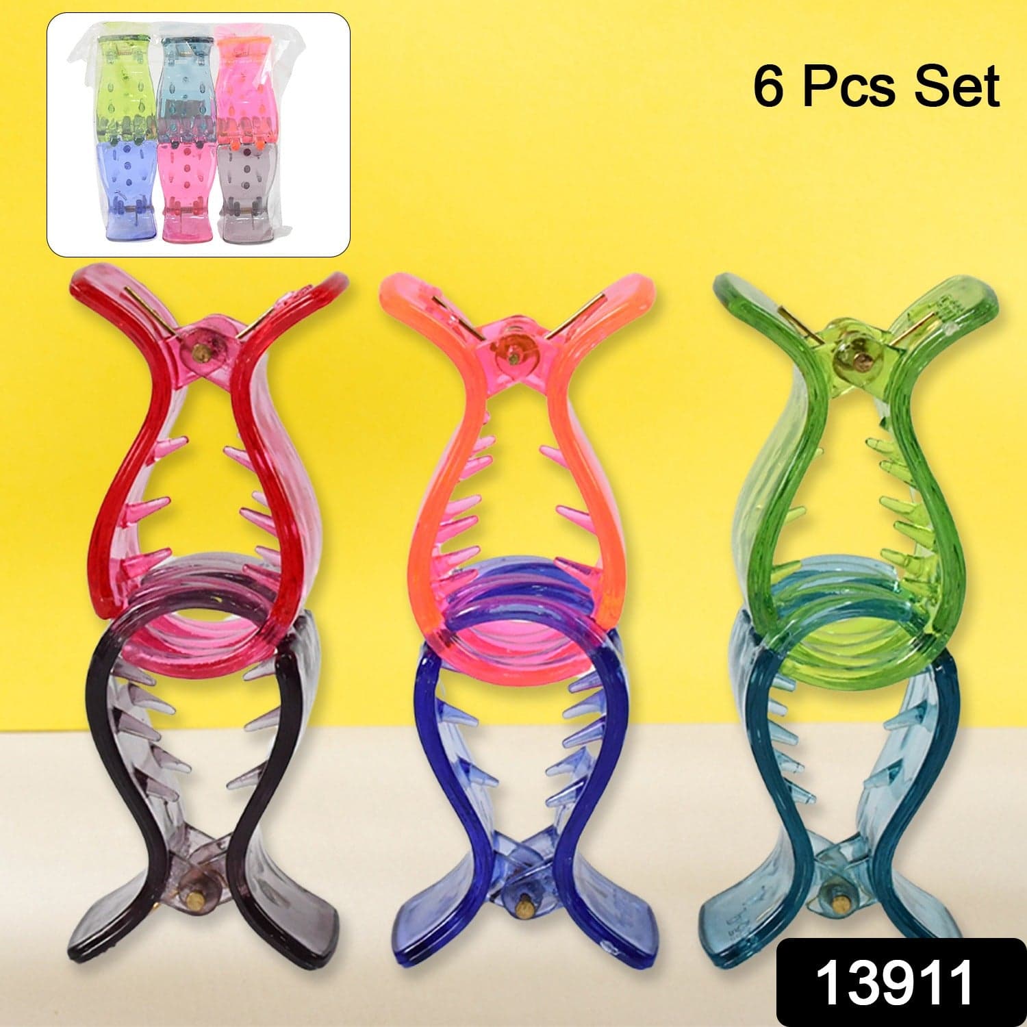 Big Hair Clips For Girls Kids Hair Accessories (6 Pcs Set / Transparent) thumbnail 2