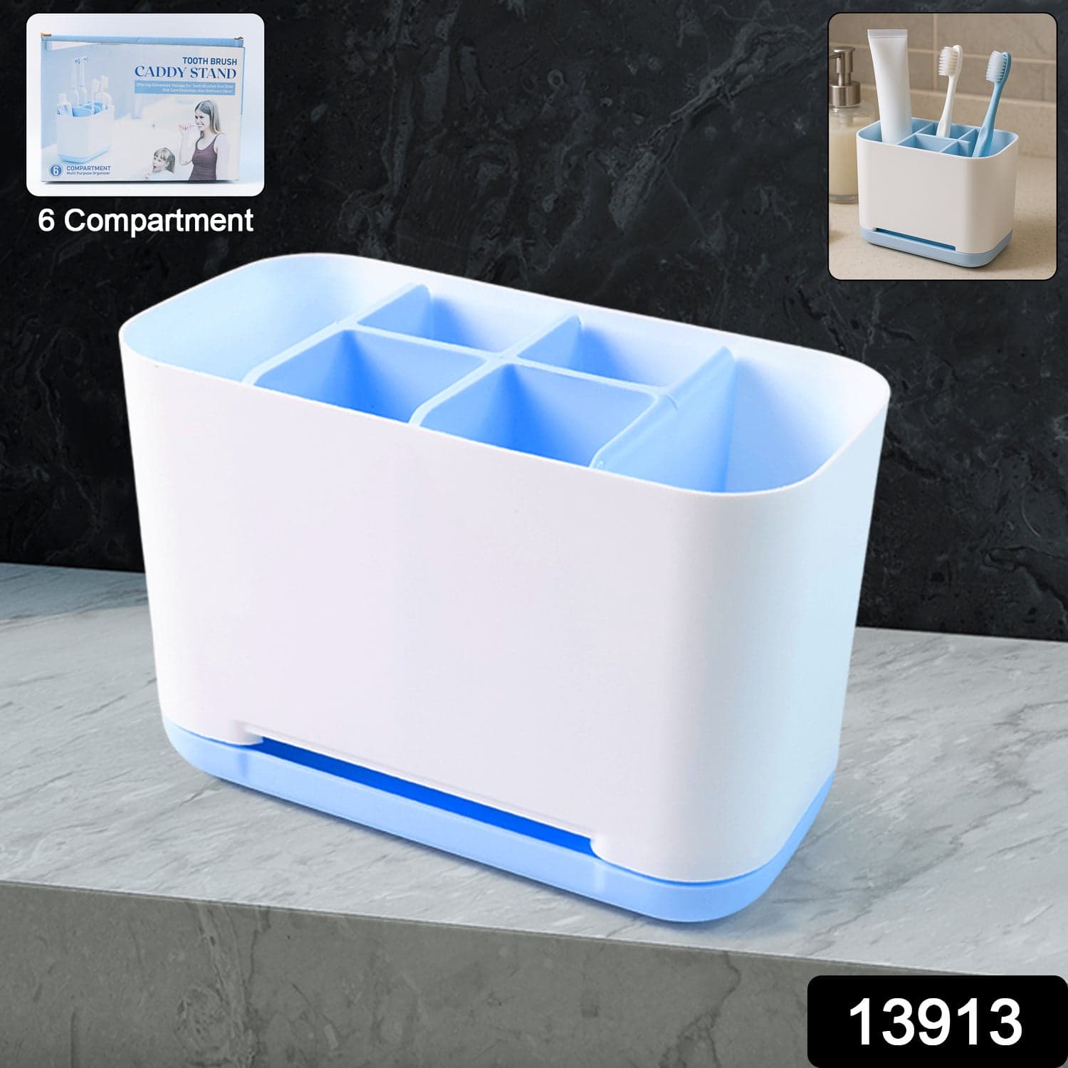 6 Compartment Multi Purpose Organizer Toothbrush Holder Stand Plastic Caddy (1 Pc) thumbnail 1