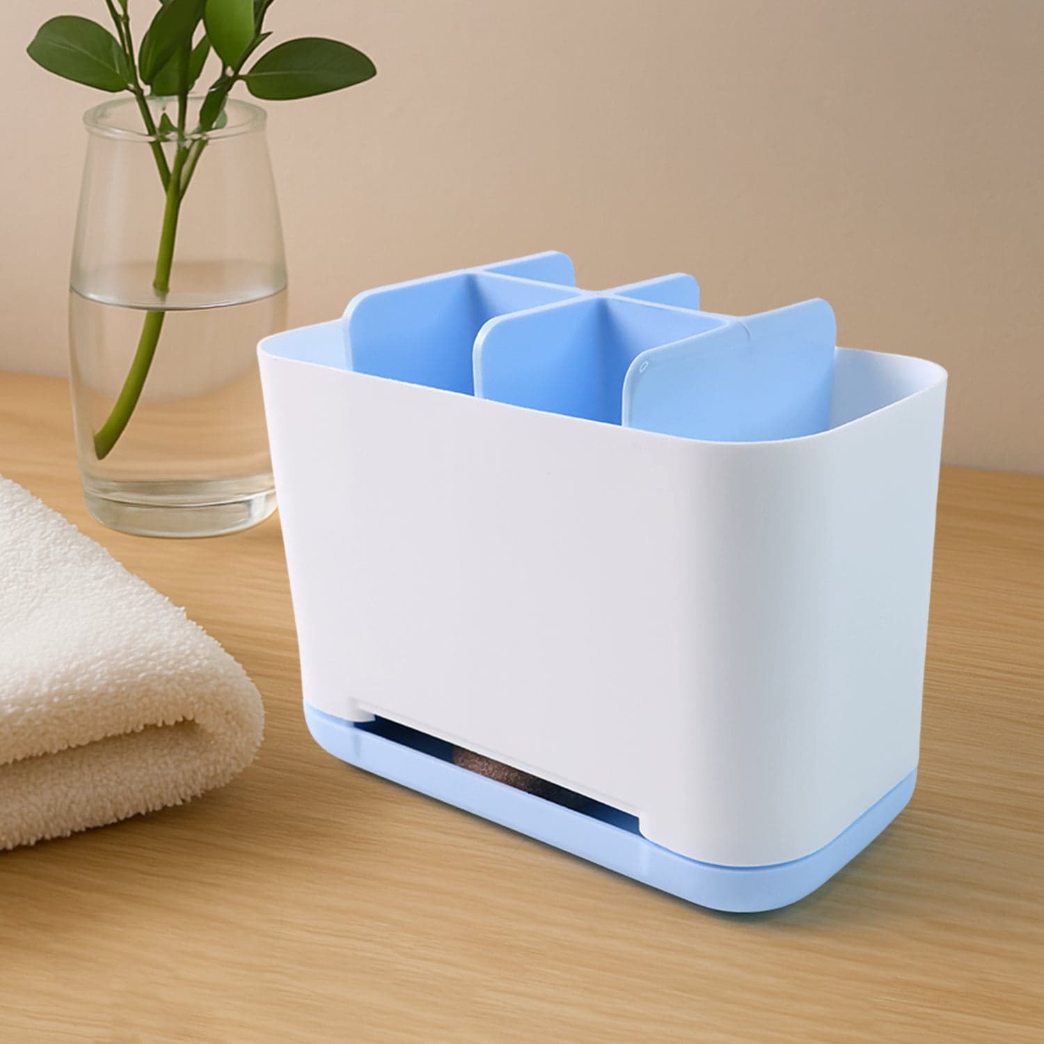 6 Compartment Multi Purpose Organizer Toothbrush Holder Stand Plastic Caddy (1 Pc) thumbnail 4