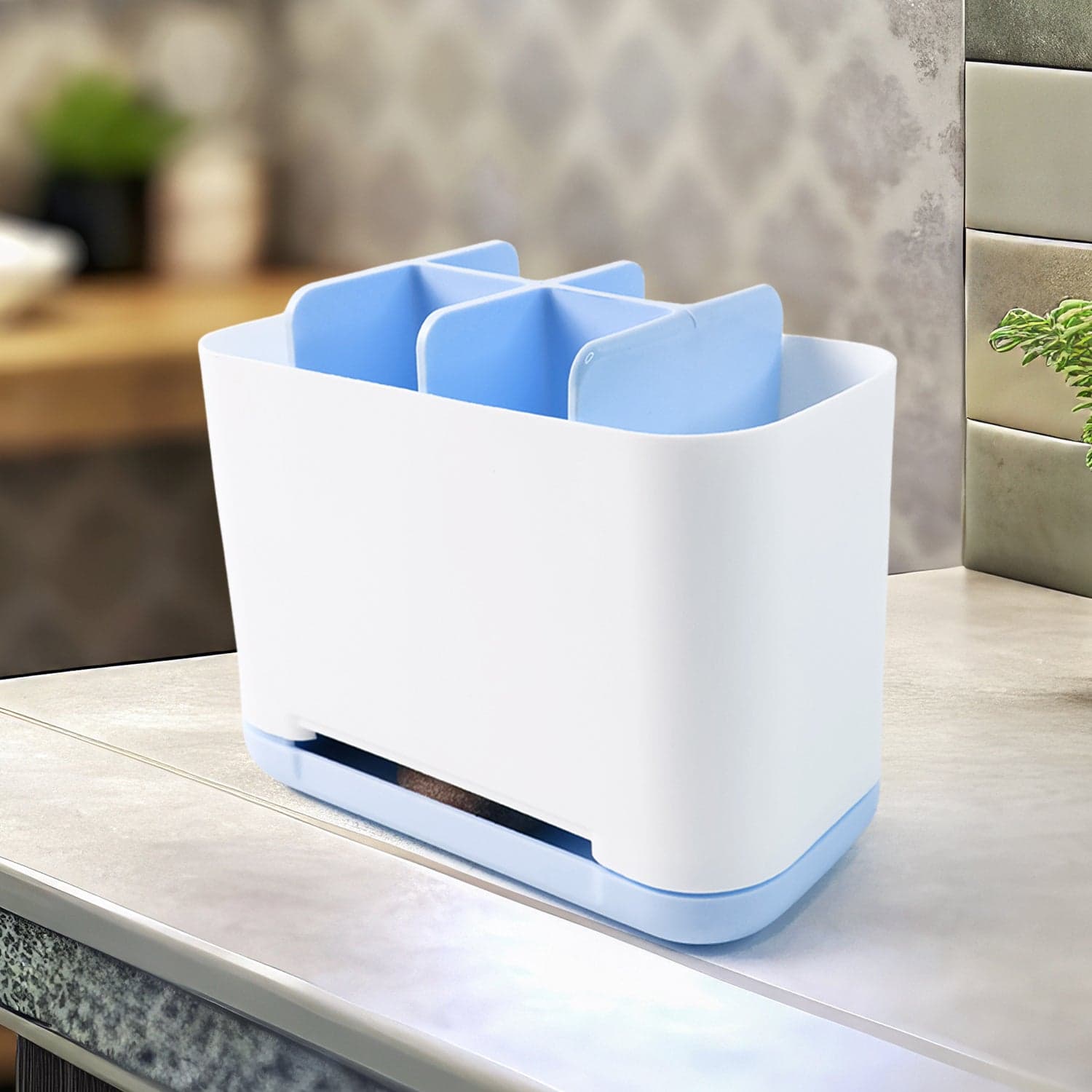 6 Compartment Multi Purpose Organizer Toothbrush Holder Stand Plastic Caddy (1 Pc) thumbnail 6