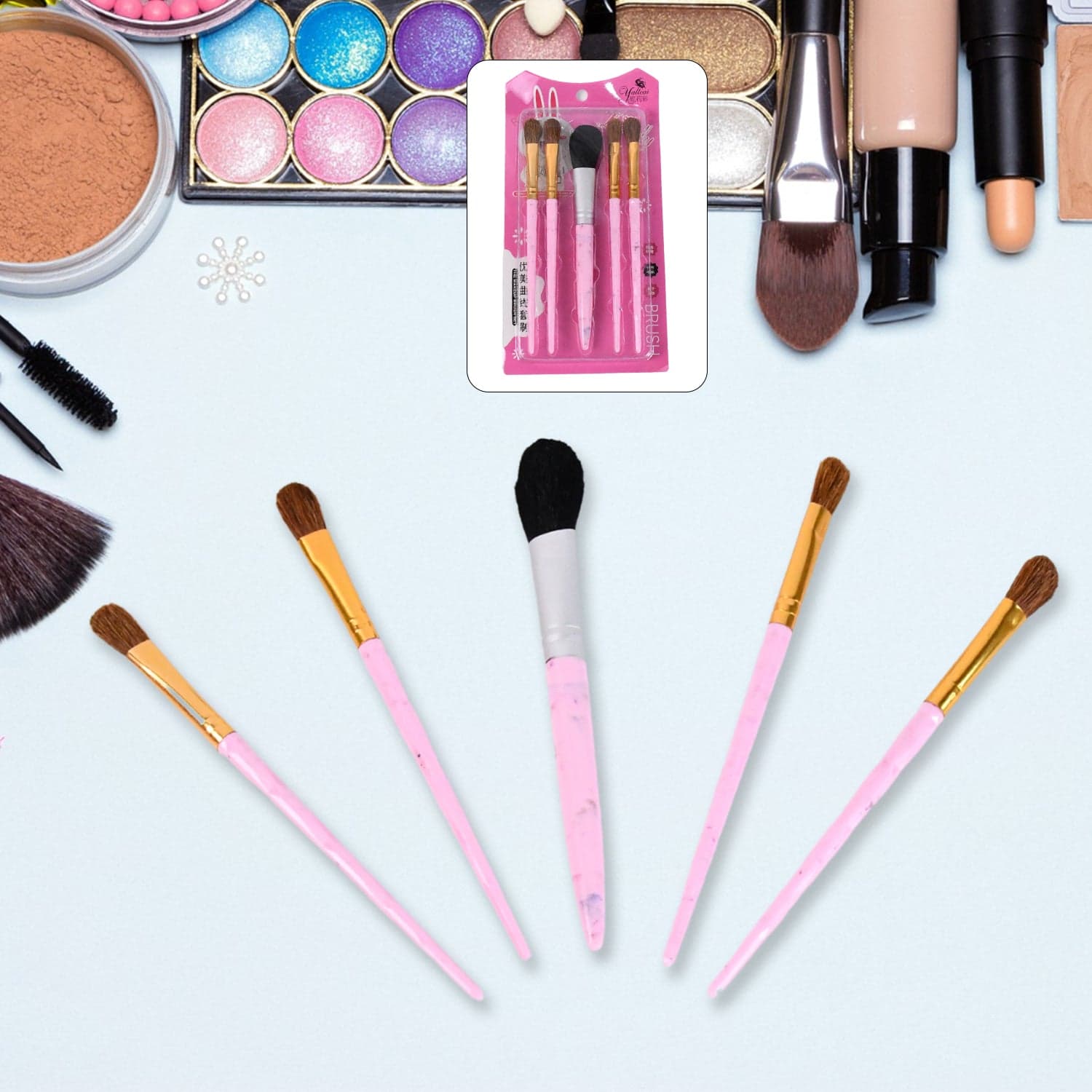 5pc Makeup Brush tools kit (5 Pcs Set / Mix Color) thumbnail 1