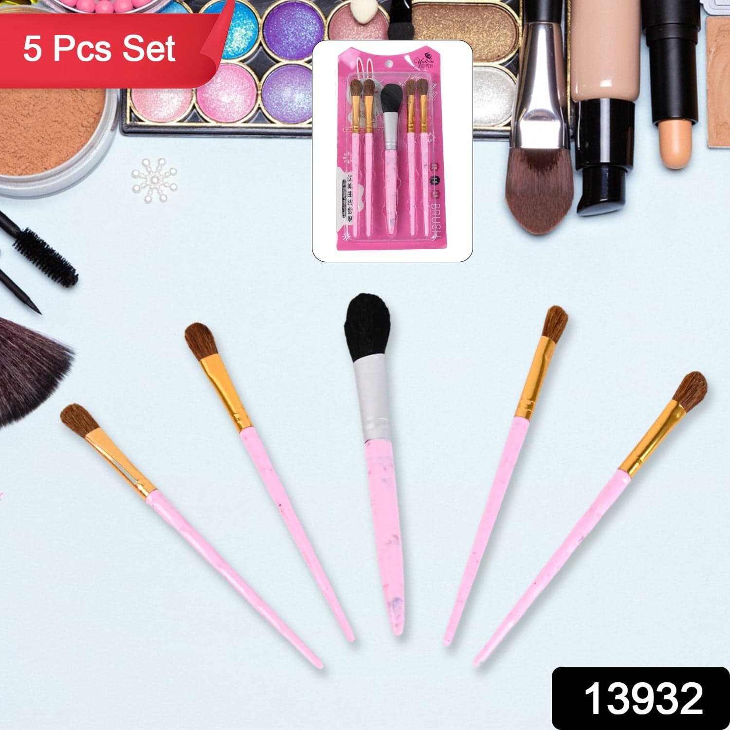 5pc Makeup Brush tools kit (5 Pcs Set / Mix Color) thumbnail 2