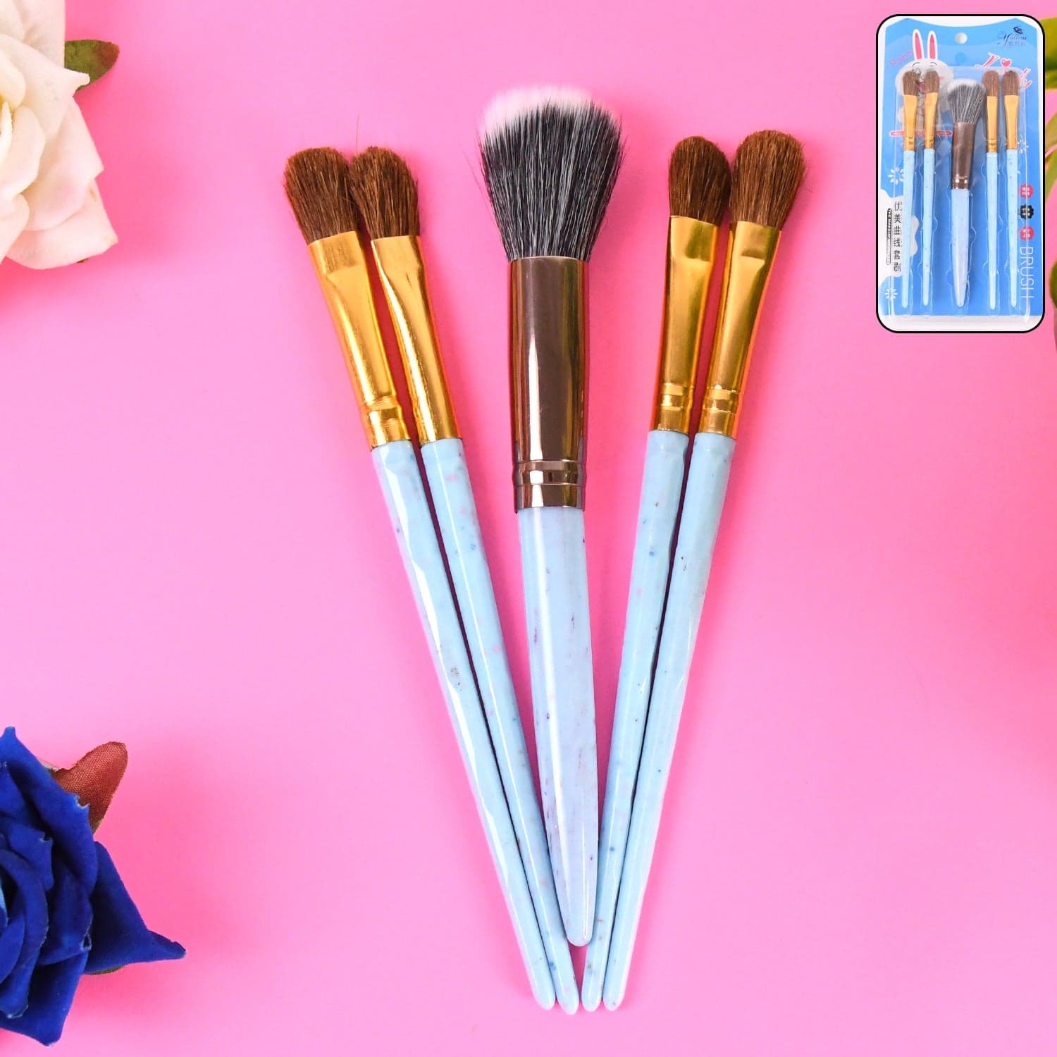 5pc Makeup Brush tools kit (5 Pcs Set / Mix Color) thumbnail 7