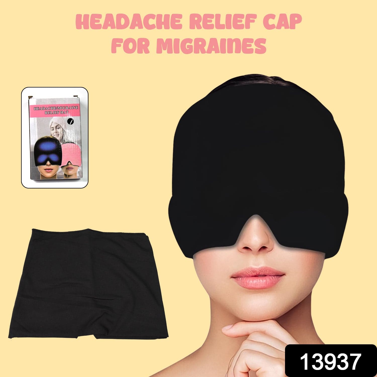 Headache Relief Hat Migraine Cap (1 pc / Black color) thumbnail 2
