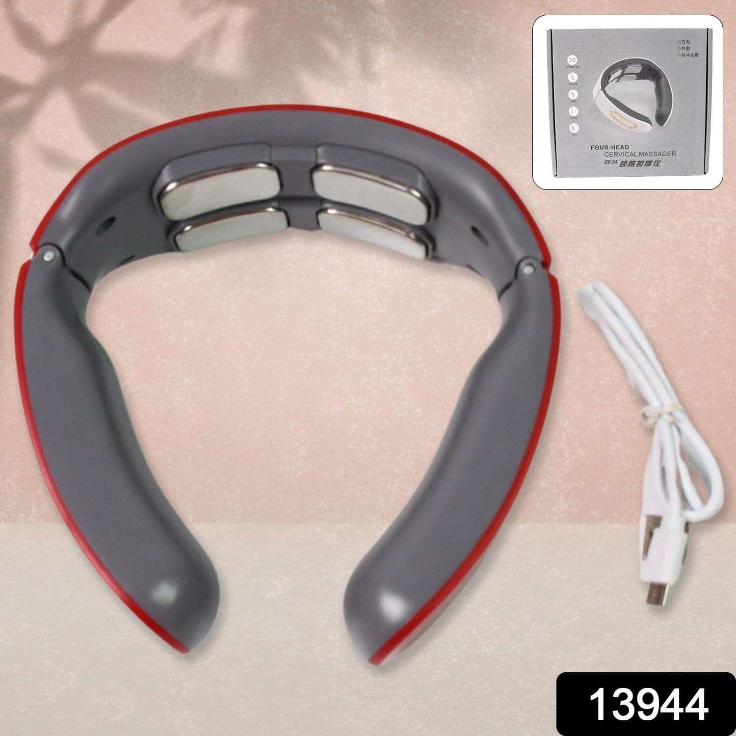 4 Heads Smart Electric Neck and Back Pulse Massager (1 Pc / Mix Design) thumbnail 2
