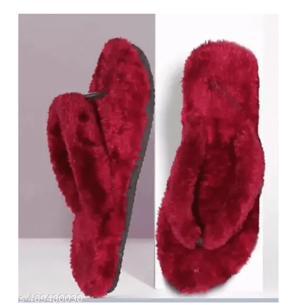 LIFEO Maroon Cozy Comforts Meets Affordable Luxury Ladies Synthetic Fur Slippers thumbnail 3