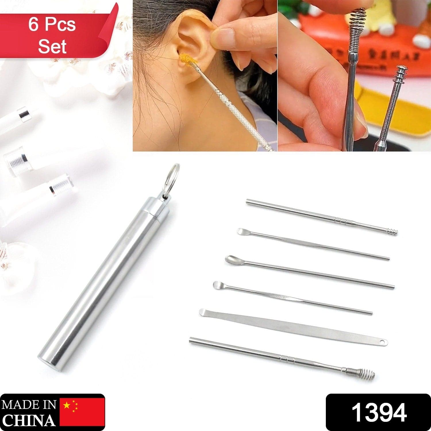 Ear Wax Removal Kit of Portable Ear Cleaning Tool with Keychain Holder (6 Pc) thumbnail 2