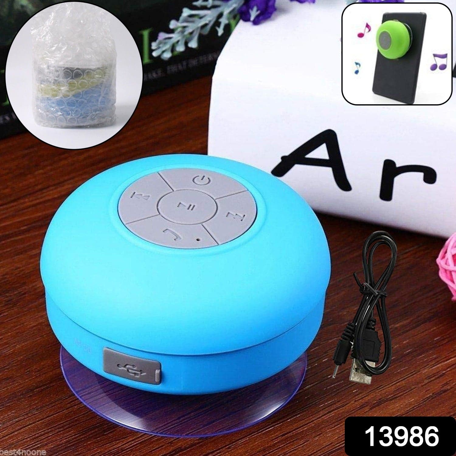 Mini Waterproof Hands-Free Bluetooth Speaker with MIC Suction Cup (1 Pc) thumbnail 2