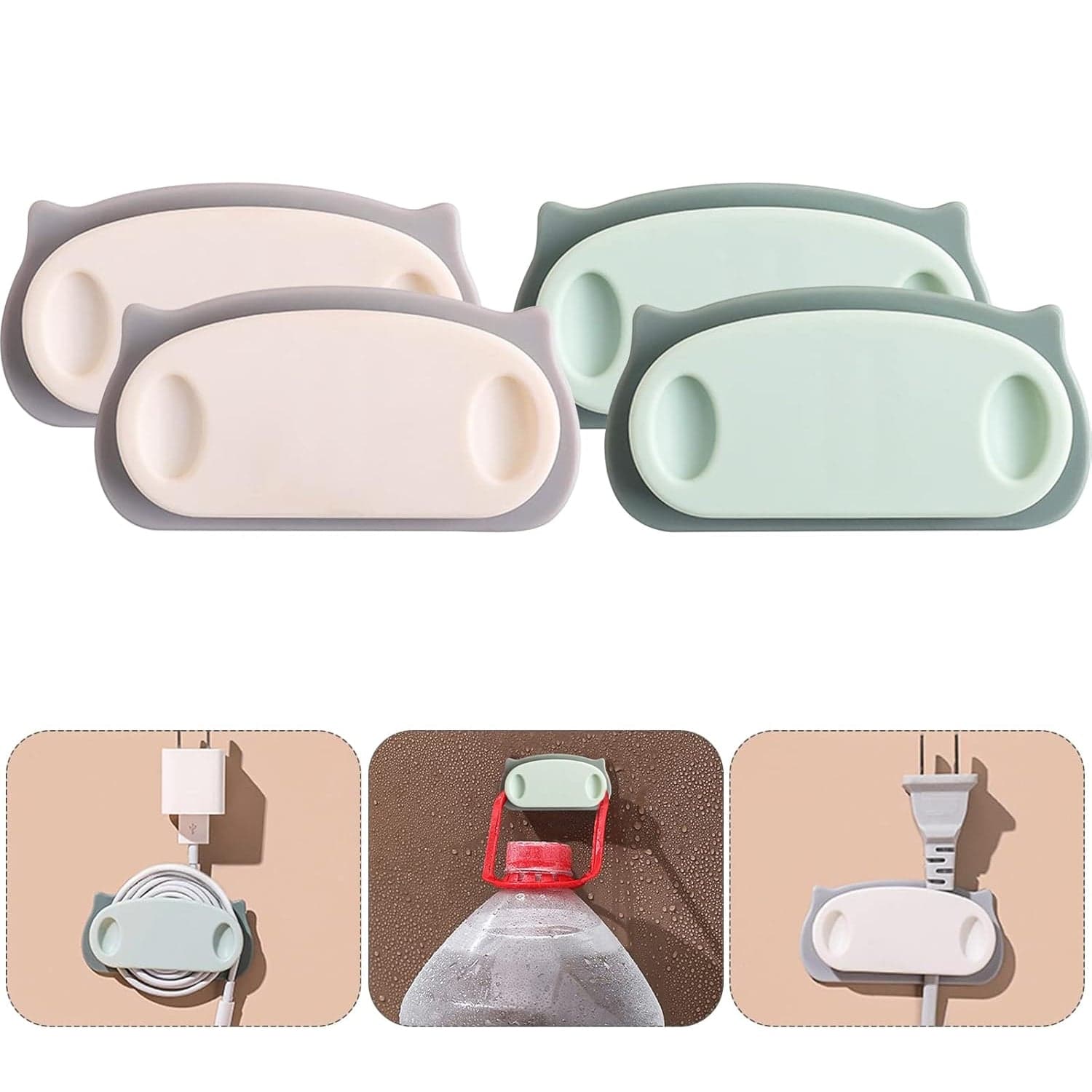 Pig Plug Wire Organizer Cable Holder Clips with Self-Adhesive Pad (4 Pcs Set) thumbnail 1