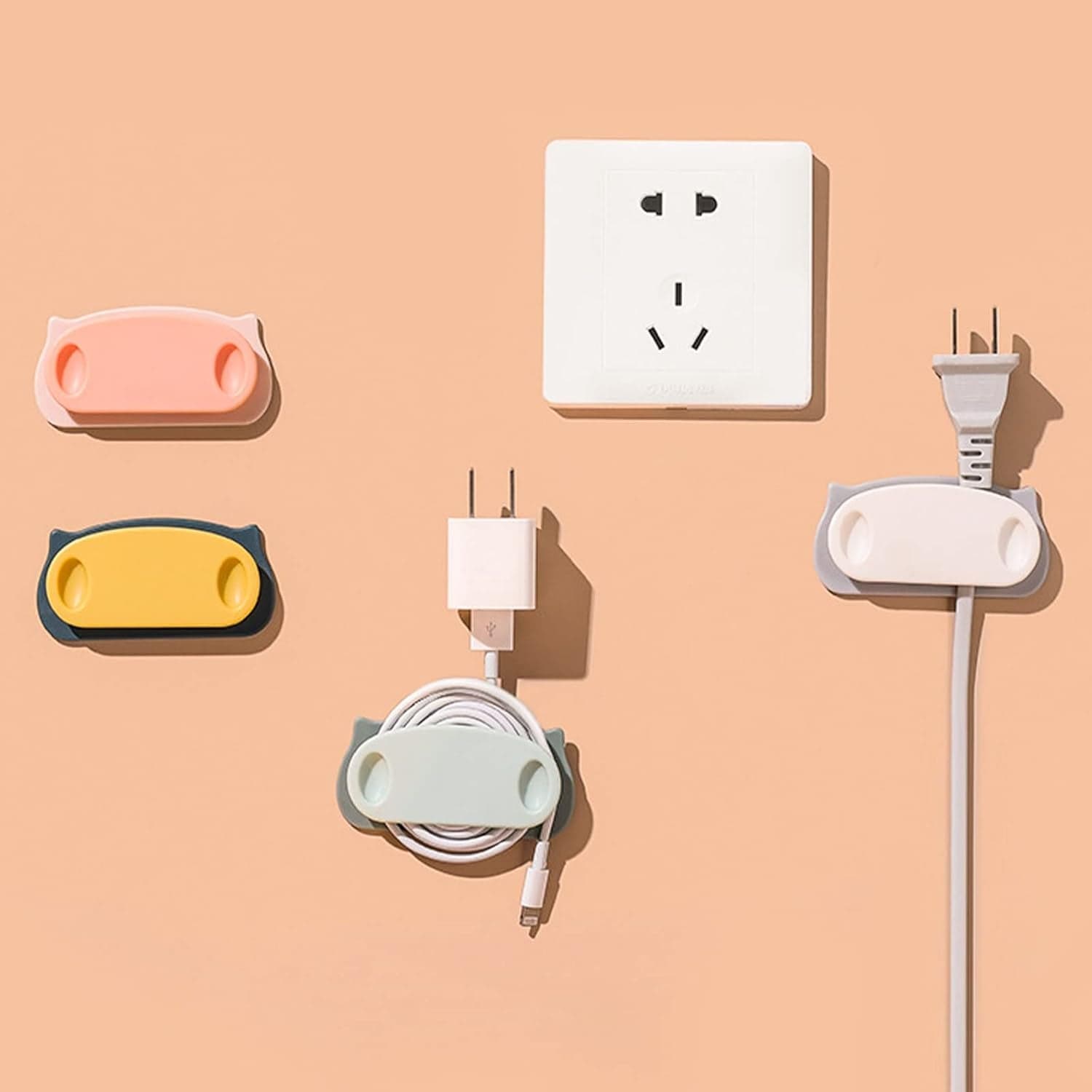 Pig Plug Wire Organizer Cable Holder Clips with Self-Adhesive Pad (4 Pcs Set) thumbnail 4