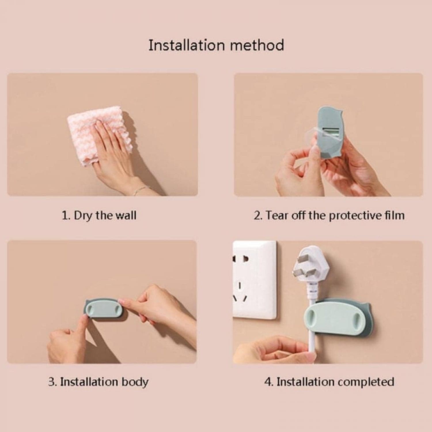 Pig Plug Wire Organizer Cable Holder Clips with Self-Adhesive Pad (4 Pcs Set) thumbnail 8