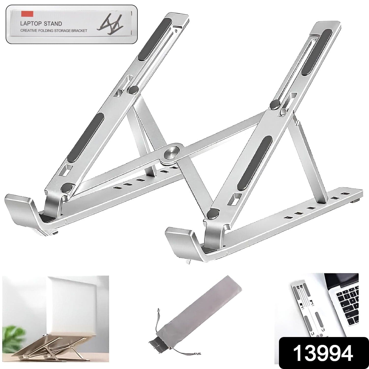 Home Foldable Height Adjustable Laptop Stand (1 Pc) thumbnail 2