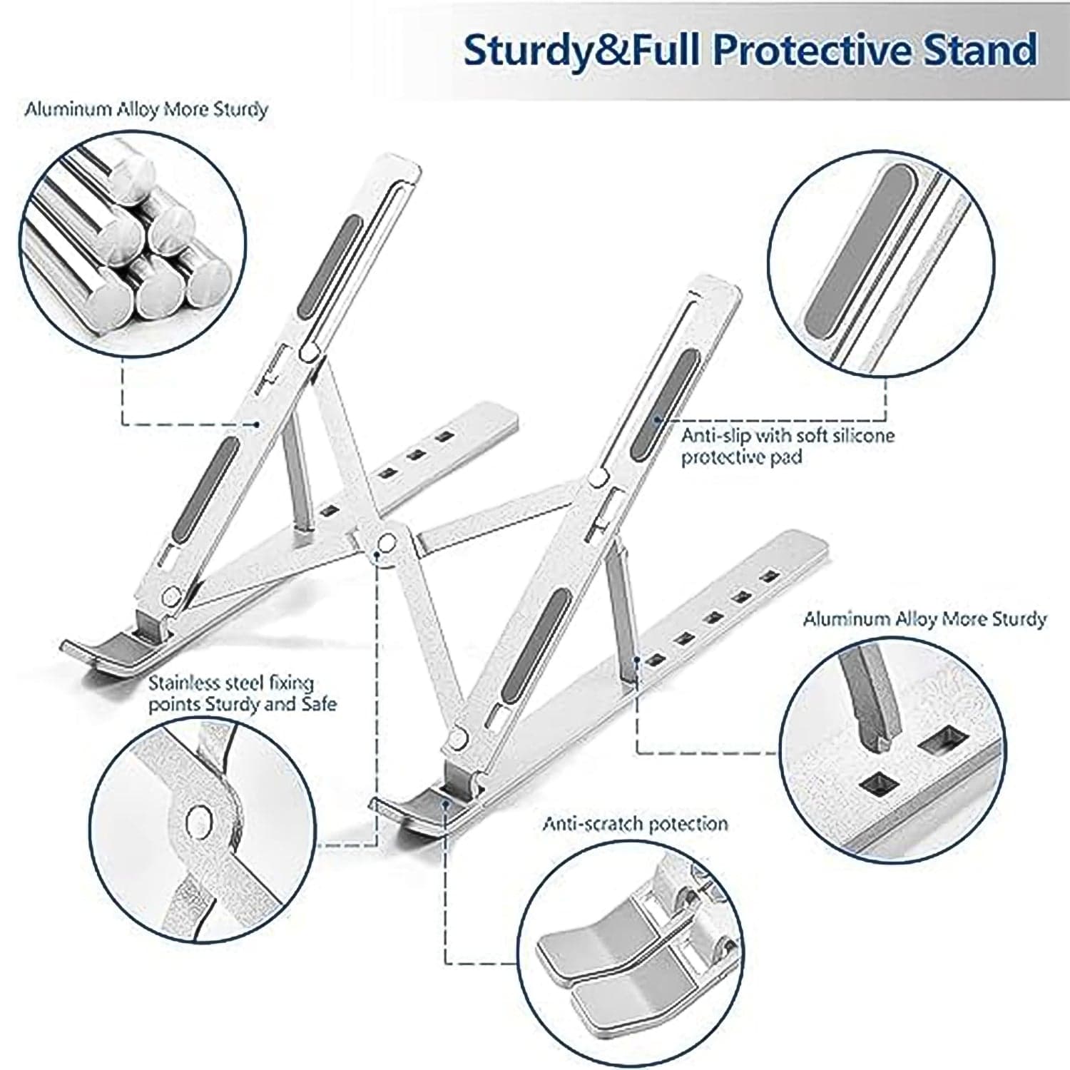 Home Foldable Height Adjustable Laptop Stand (1 Pc) thumbnail 6