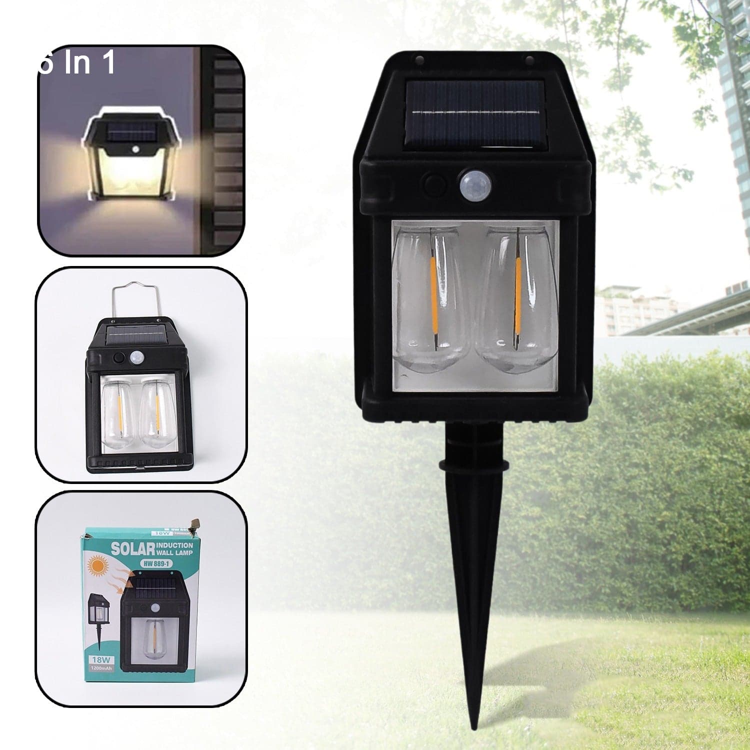 18W Solar Wall Double Lights / Lamp with 2 Modes & Motion Sensor (1 Pc) thumbnail 1