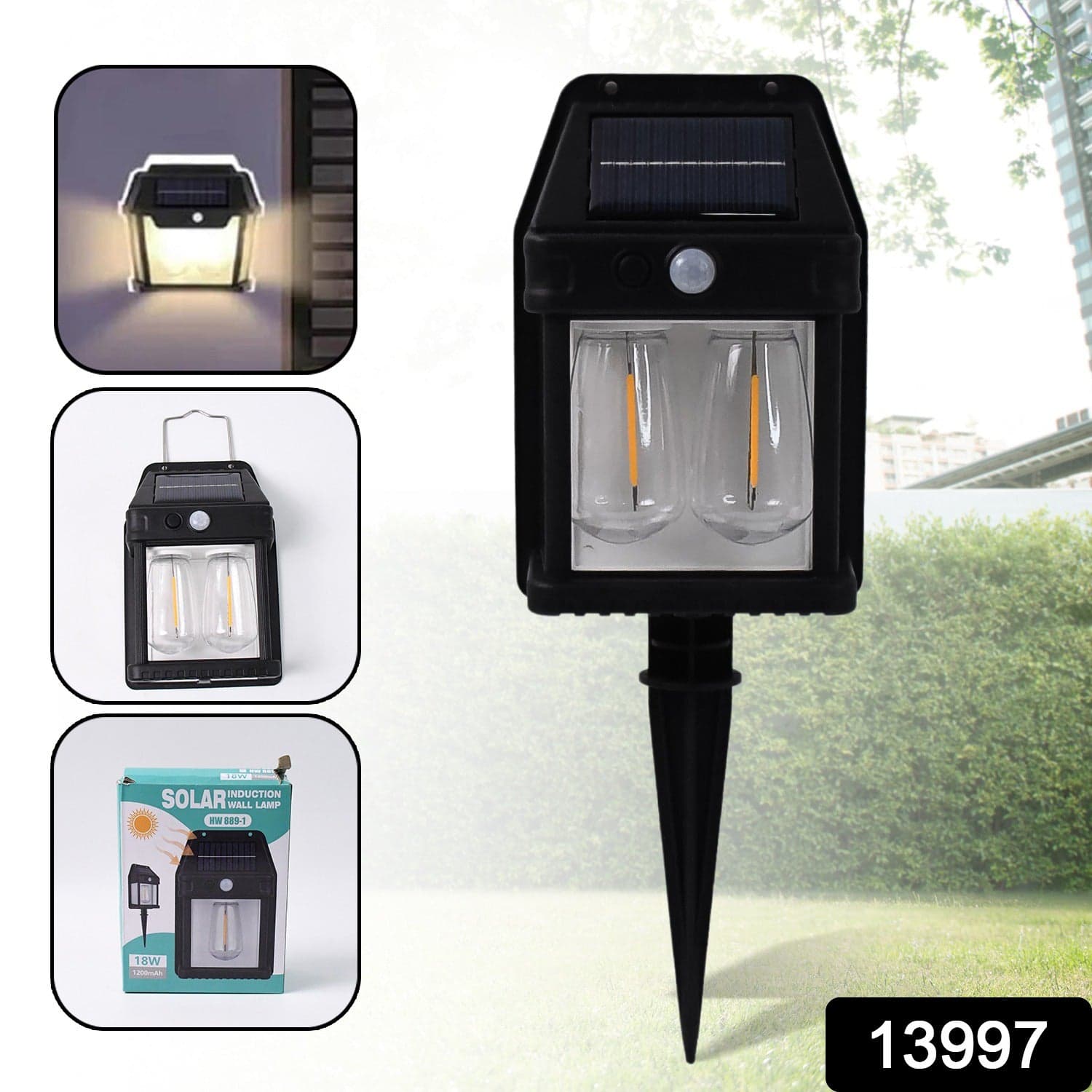 18W Solar Wall Double Lights / Lamp with 2 Modes & Motion Sensor (1 Pc) thumbnail 2