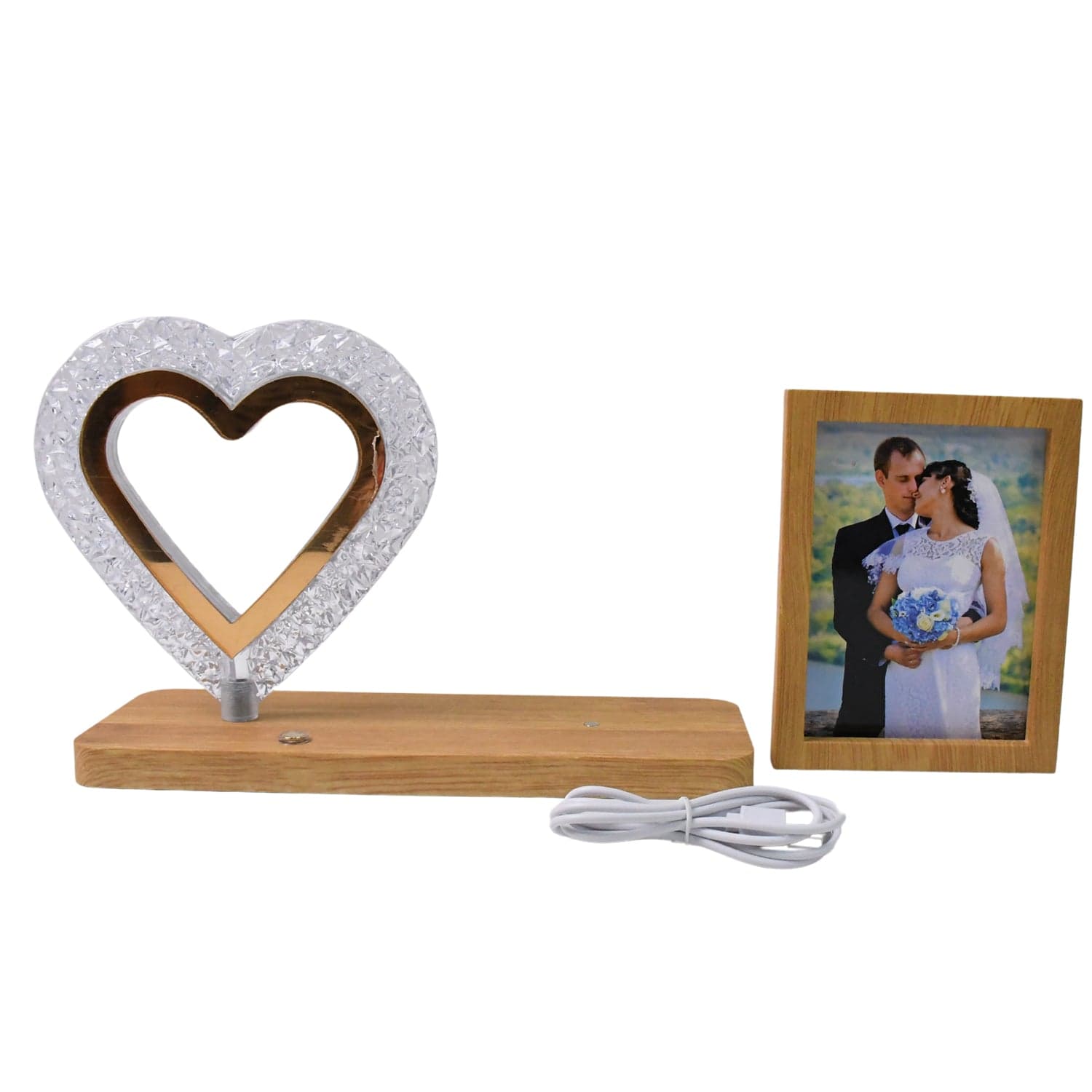 Heart Shape Cystal Led Lamp & Photo Frame Night Lamp | Wedding Gift | love couple thumbnail 8