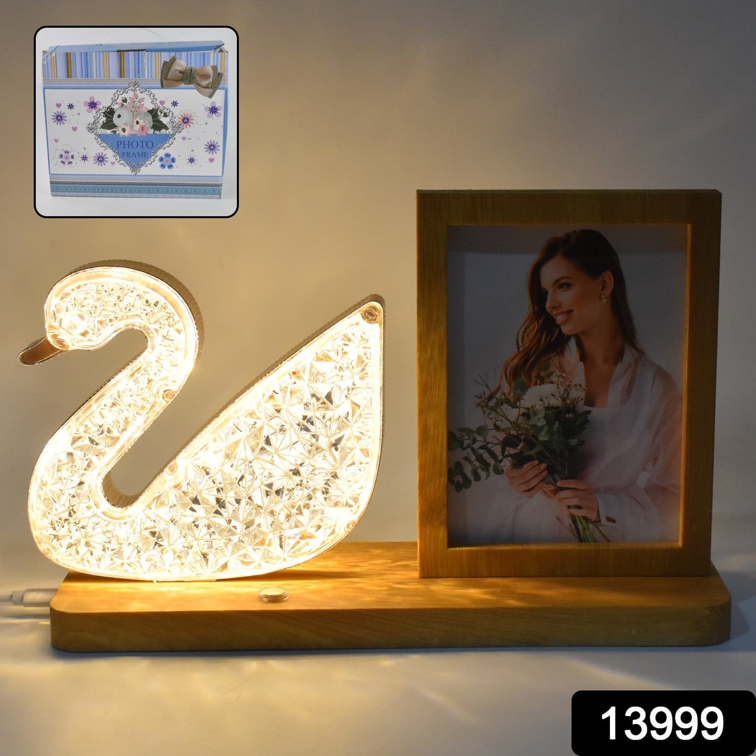 Duck Shape Cystal Led Lamp & Photo Frame Night Lamp | Wedding Gift | love couple thumbnail 2