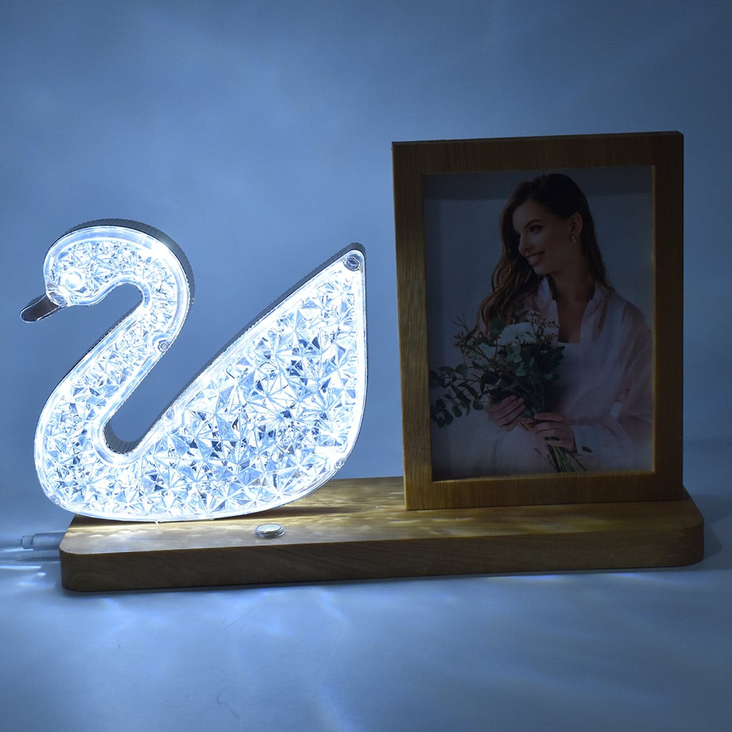 Duck Shape Cystal Led Lamp & Photo Frame Night Lamp | Wedding Gift | love couple thumbnail 4