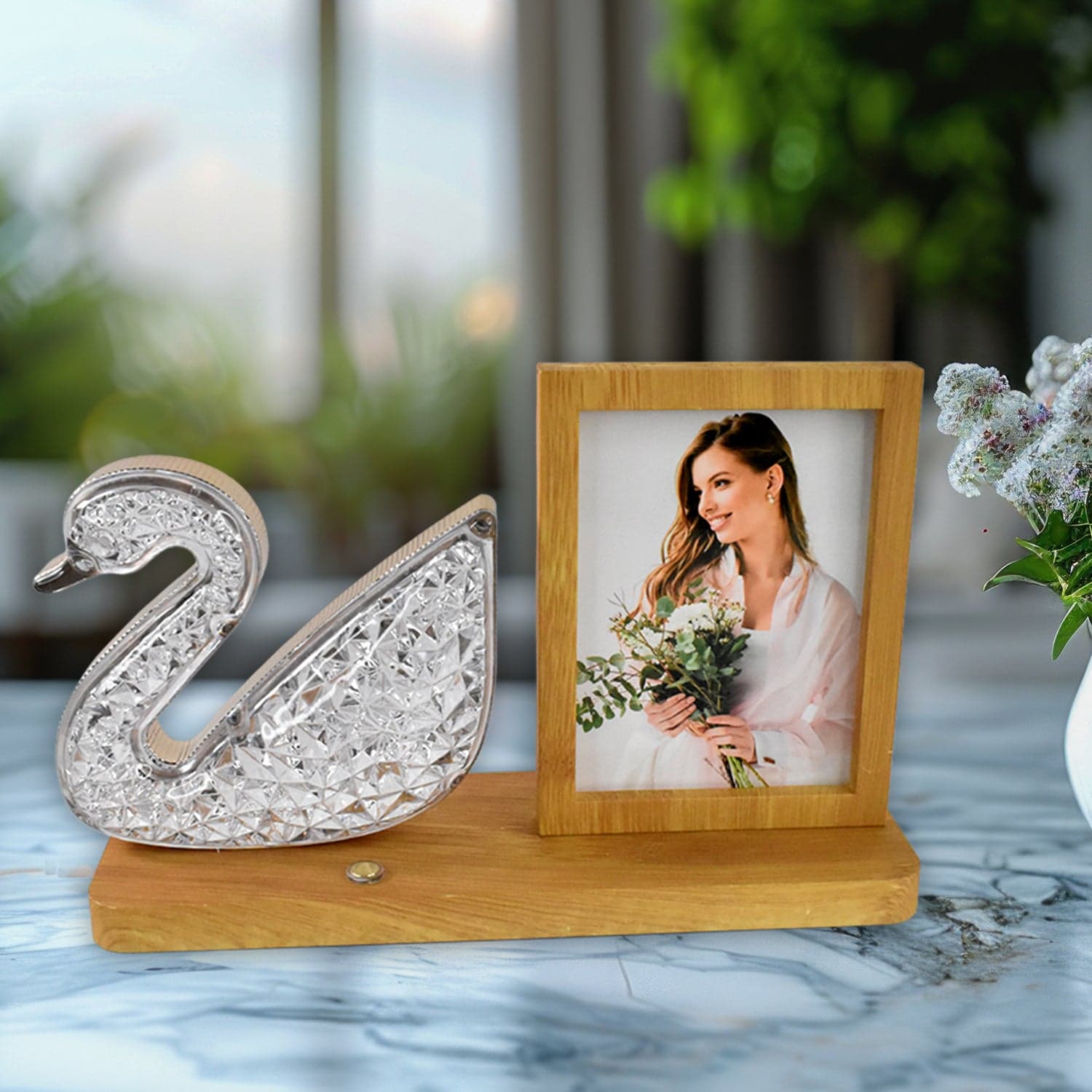 Duck Shape Cystal Led Lamp & Photo Frame Night Lamp | Wedding Gift | love couple thumbnail 8