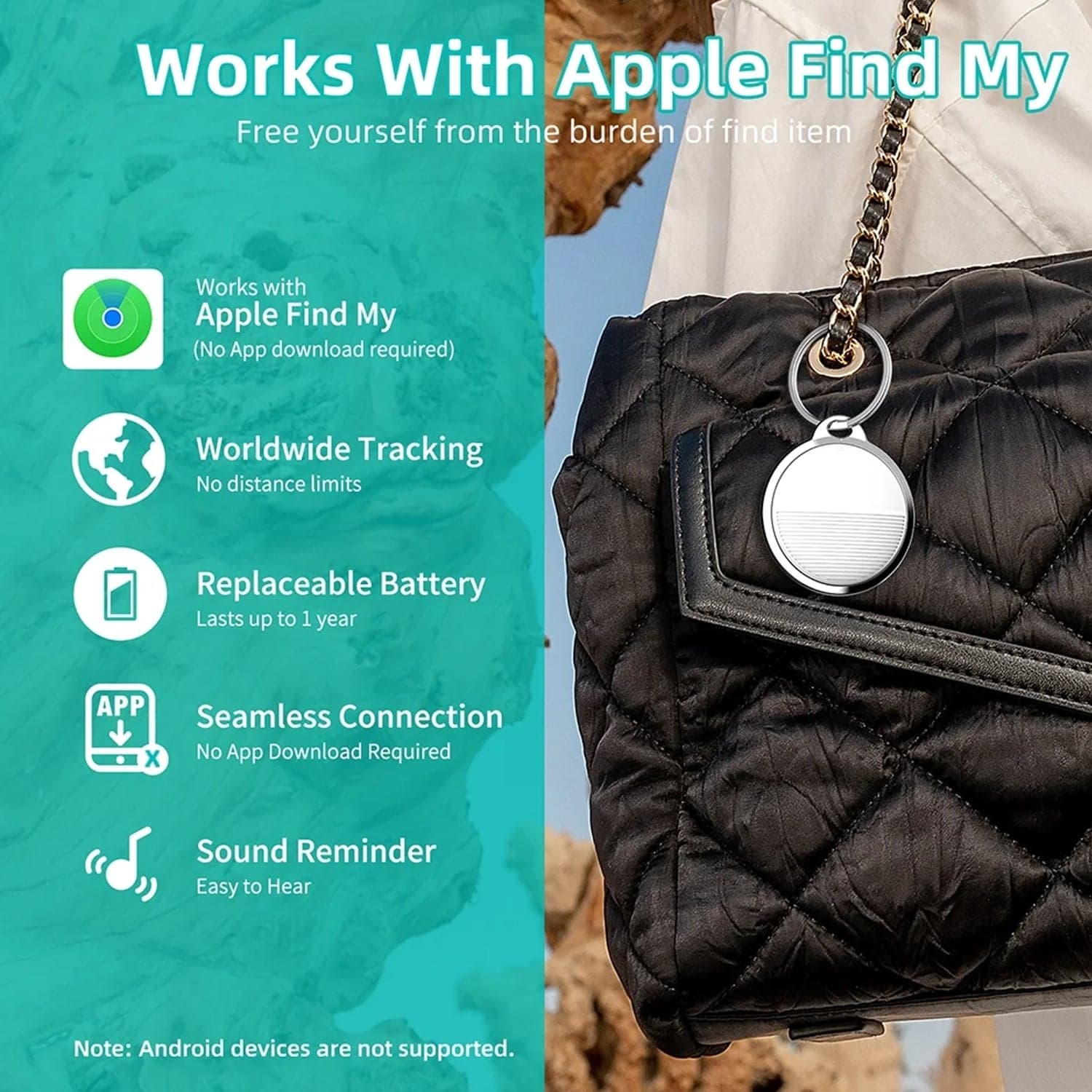 Finder Compatible with Find My App Global Tracking GPS Tracker with Sound Alarm thumbnail 9