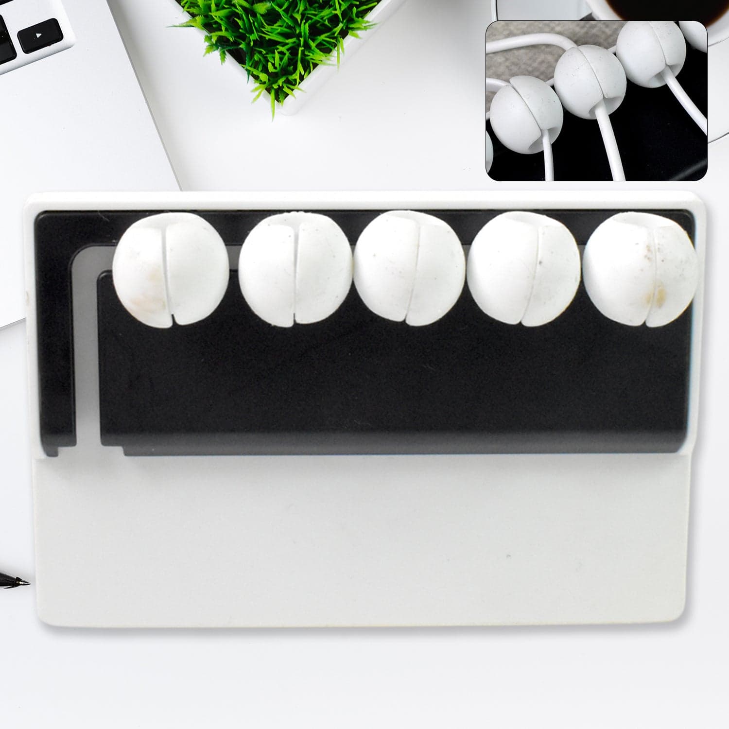 5 Slots Adhesive Desk Cable Cord Holder for Charging Cable (1 Pc / Mix Color) thumbnail 1