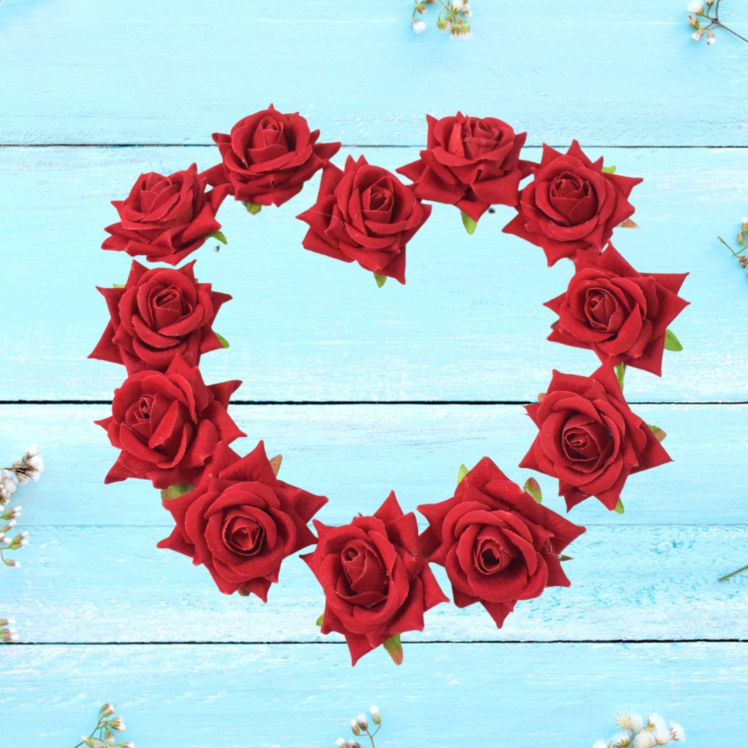 Flower Rose Hair Pin / Clip Velvet Flower Design (12 Pcs Set / Red Color Only) thumbnail 1