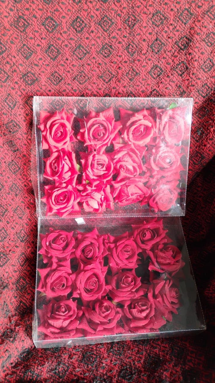 Flower Rose Hair Pin / Clip Velvet Flower Design (12 Pcs Set / Red Color Only) thumbnail 5