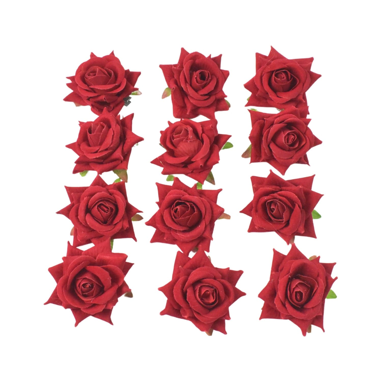 Flower Rose Hair Pin / Clip Velvet Flower Design (12 Pcs Set / Red Color Only) thumbnail 6