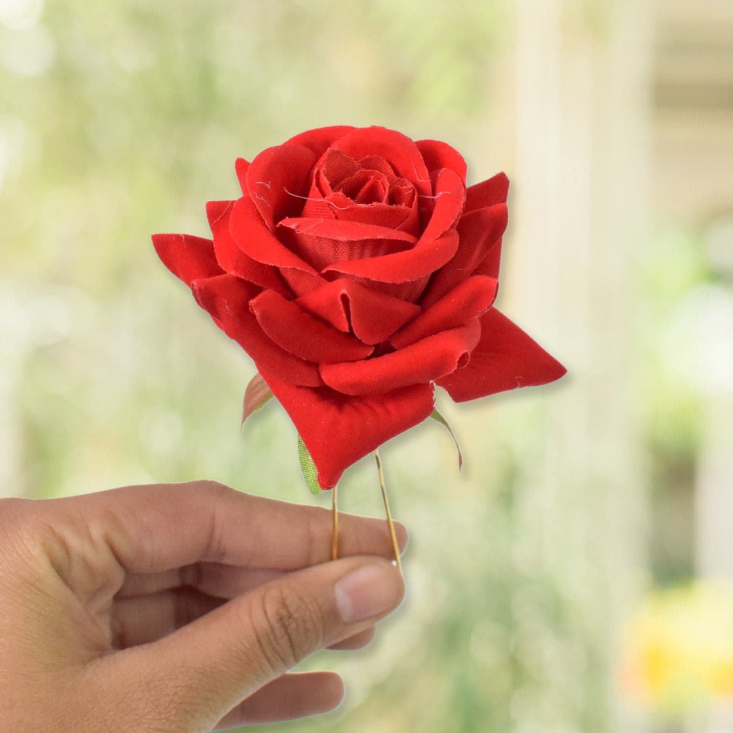 Hair Clip Red Rose Bridal Hair Pins Rose (12 Pcs Set / Red Color Only), Hair accessories thumbnail 3