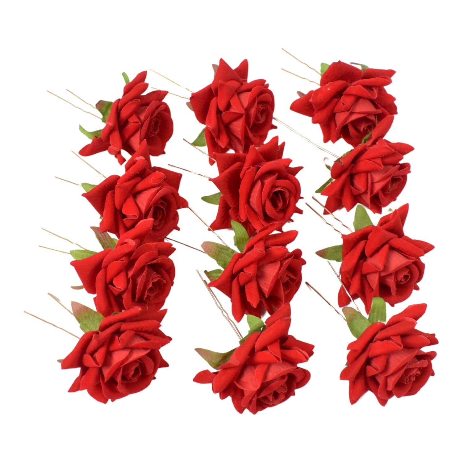 Hair Clip Red Rose Bridal Hair Pins Rose (12 Pcs Set / Red Color Only), Hair accessories thumbnail 6