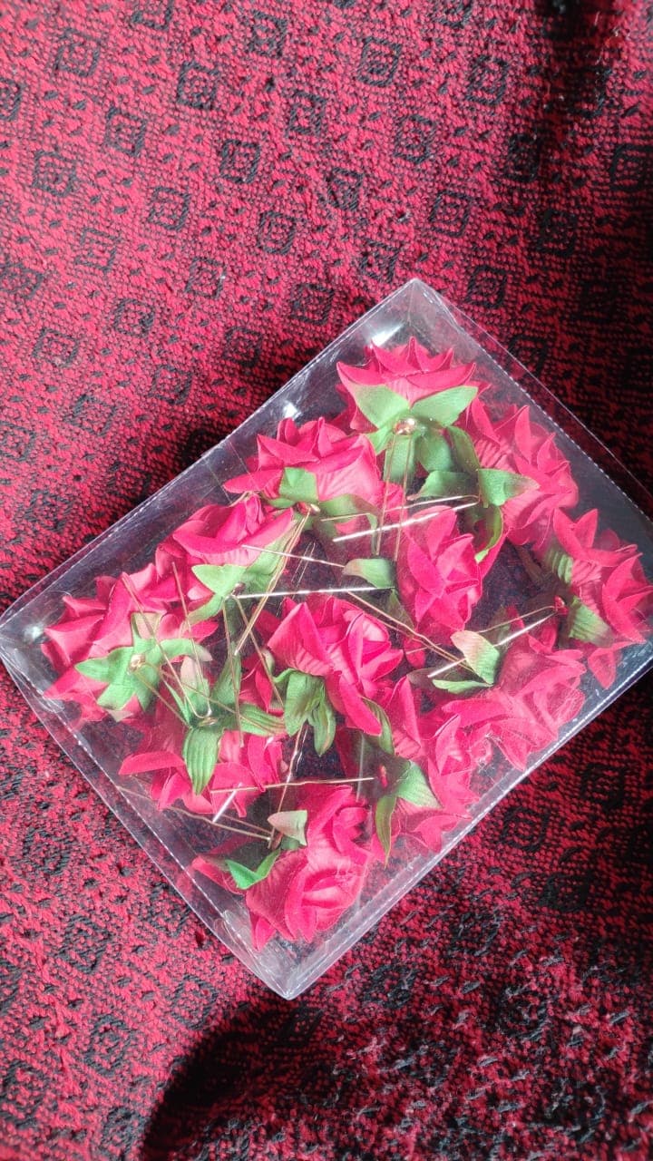 Hair Clip Red Rose Bridal Hair Pins Rose (12 Pcs Set / Red Color Only), Hair accessories thumbnail 7