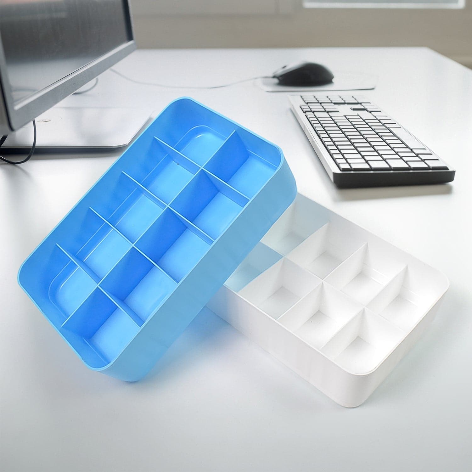 Multi-Function Desktop Drawer Storage Box 10 Grid Underwear Socks Box (2 Pc Set) thumbnail 4