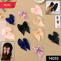 Satin Bow Hair Clip 10Pc