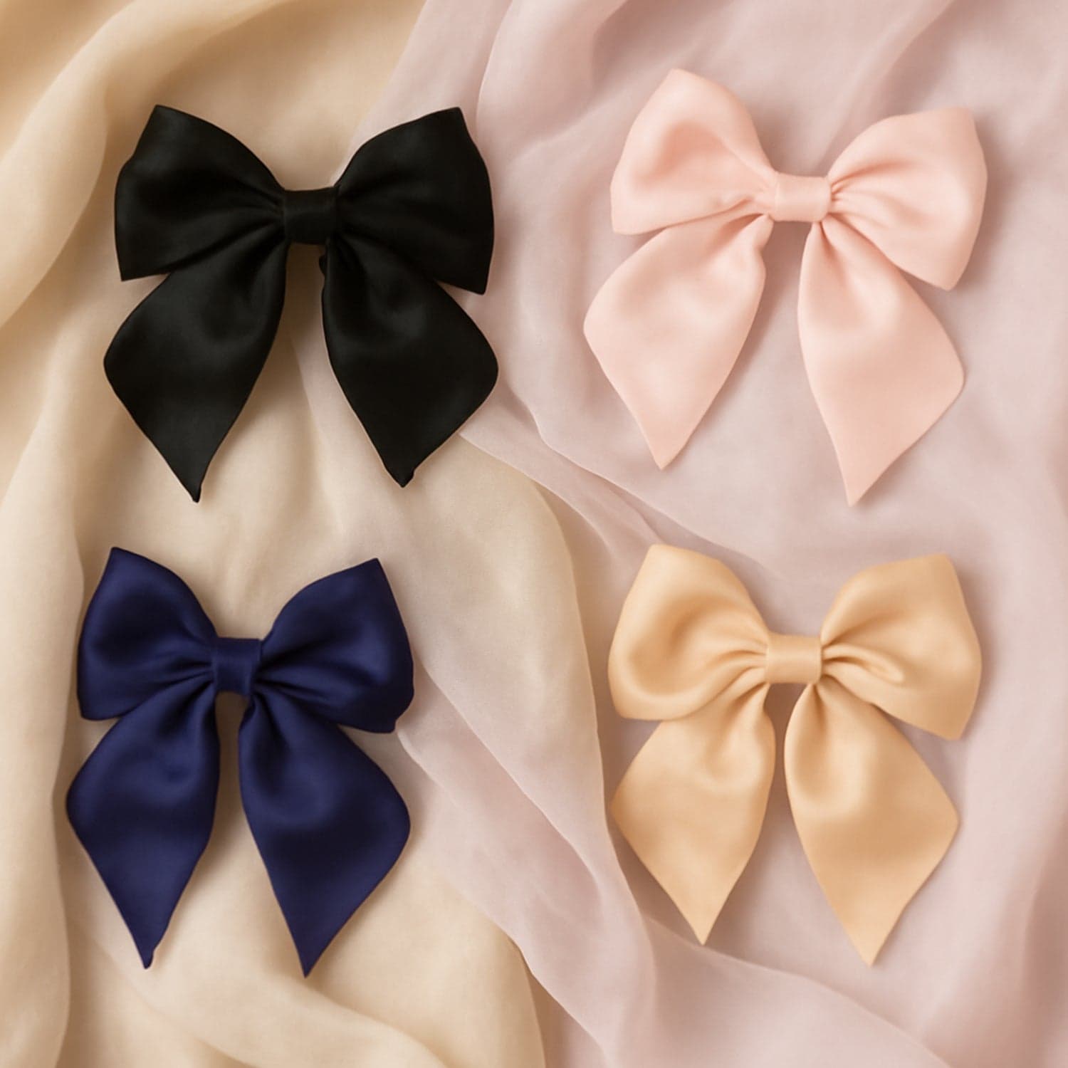 Satin Bow Hair Clip 10Pc thumbnail 2