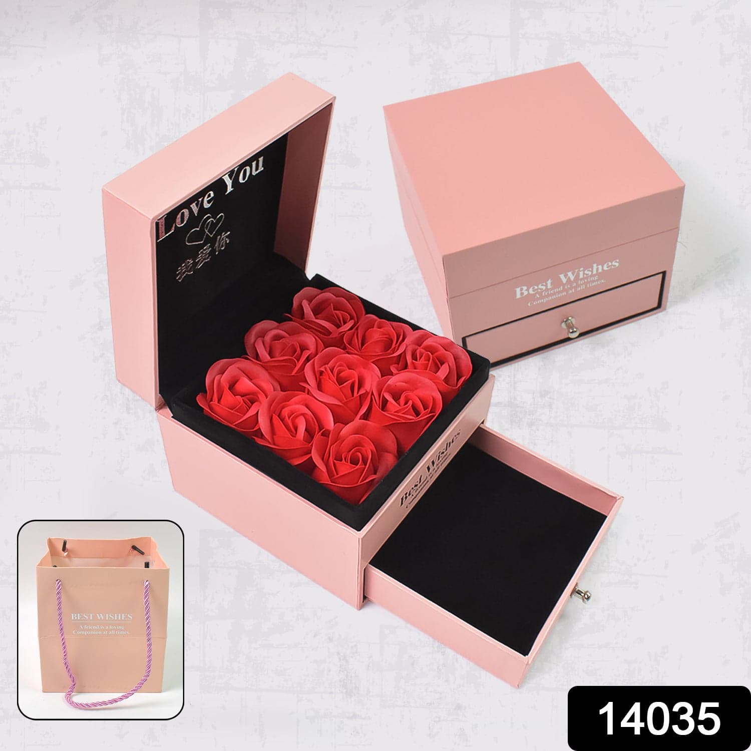 Preserved Eternal Rose Flower Gift Box Drawer with I Love You thumbnail 2