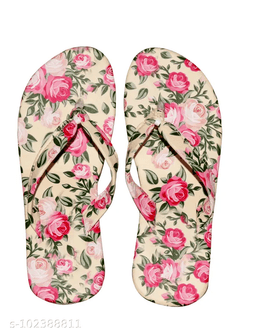 LifeO Stylish Flipflops and Slippers Cream color For Women & Girls