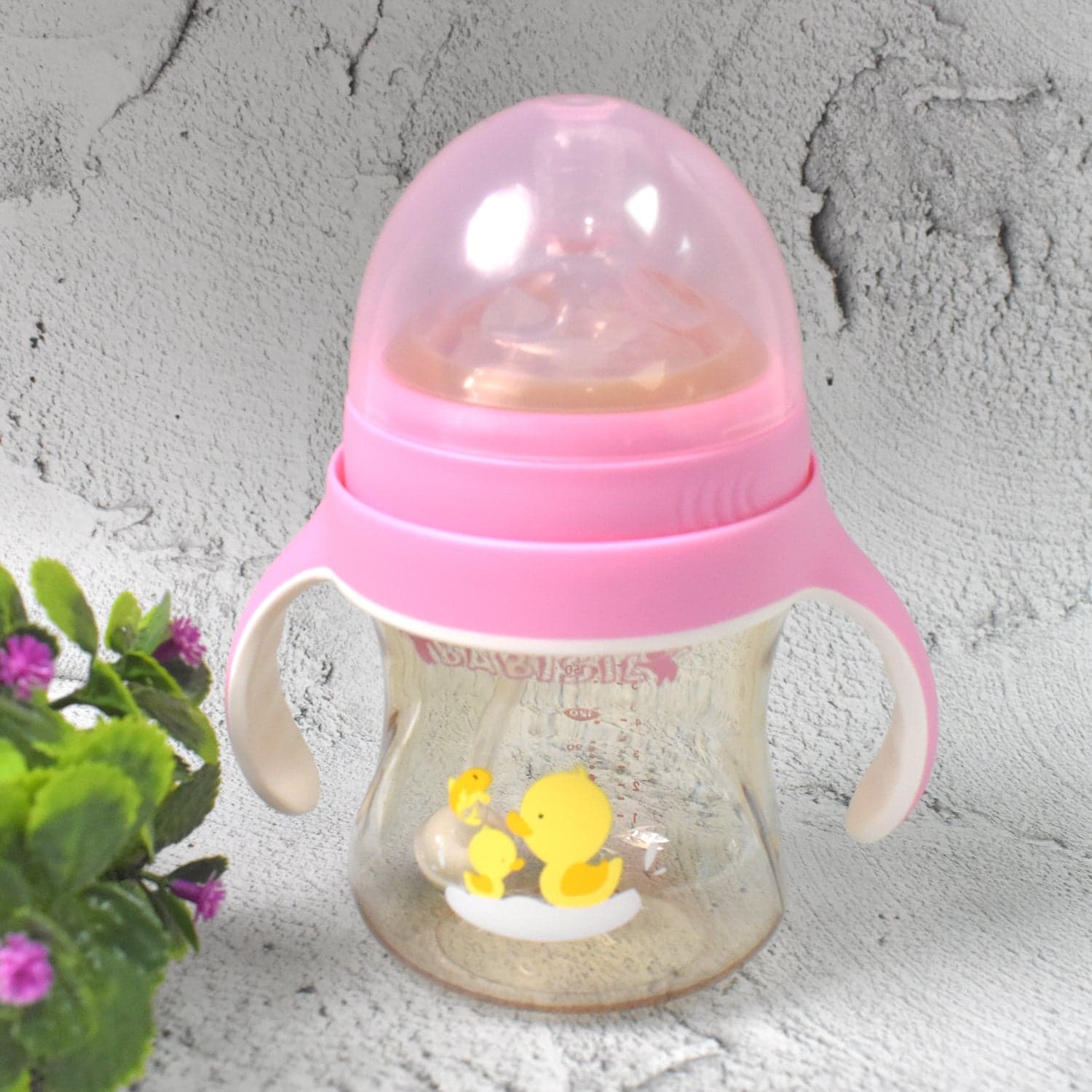 Plastic Baby Feeding Bottle with Handles, Cleaning brush & Straw (240 ML / 1 Pc) thumbnail 4