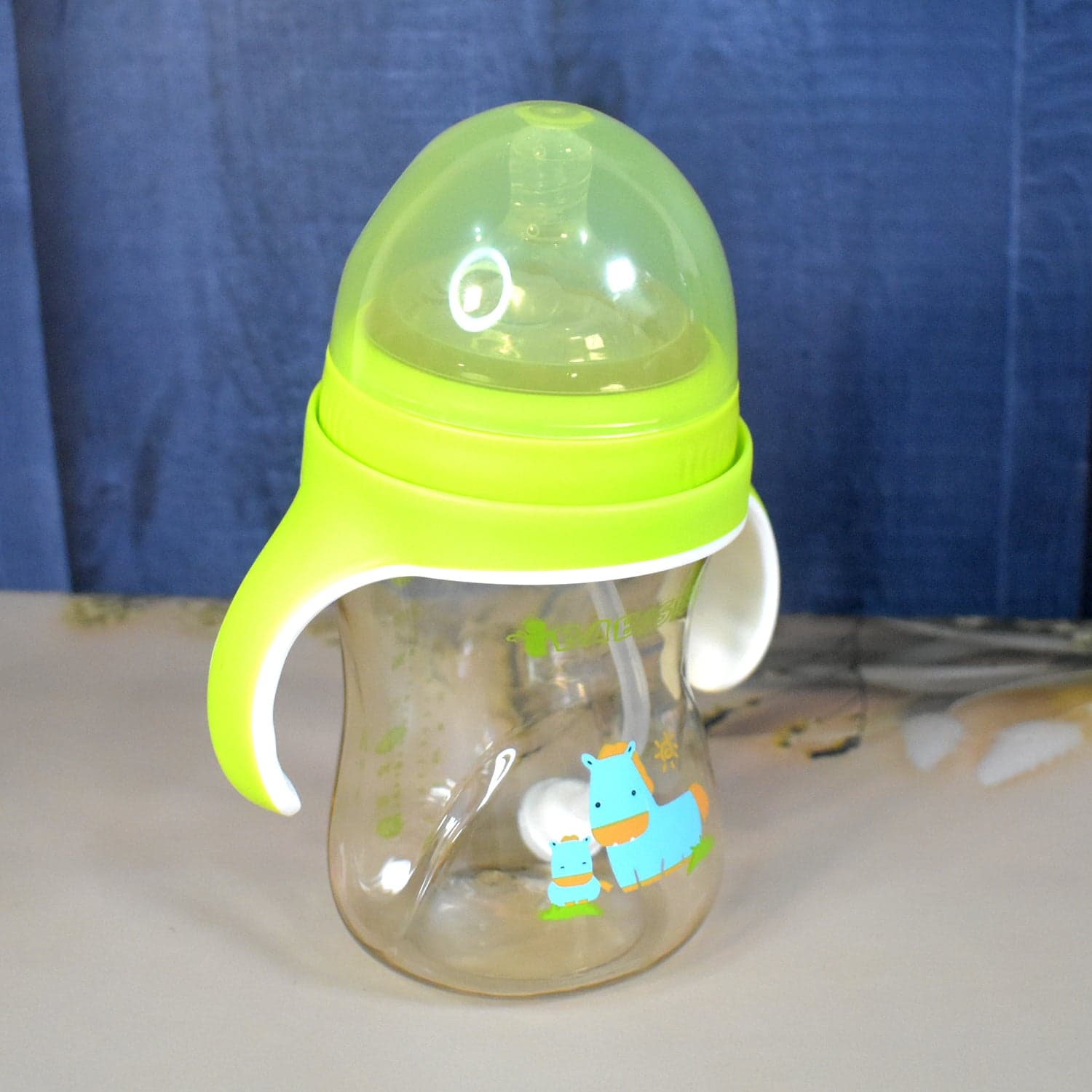 Plastic Baby Feeding Bottle with Handles Straw (300 ML / 1 Pc) thumbnail 4