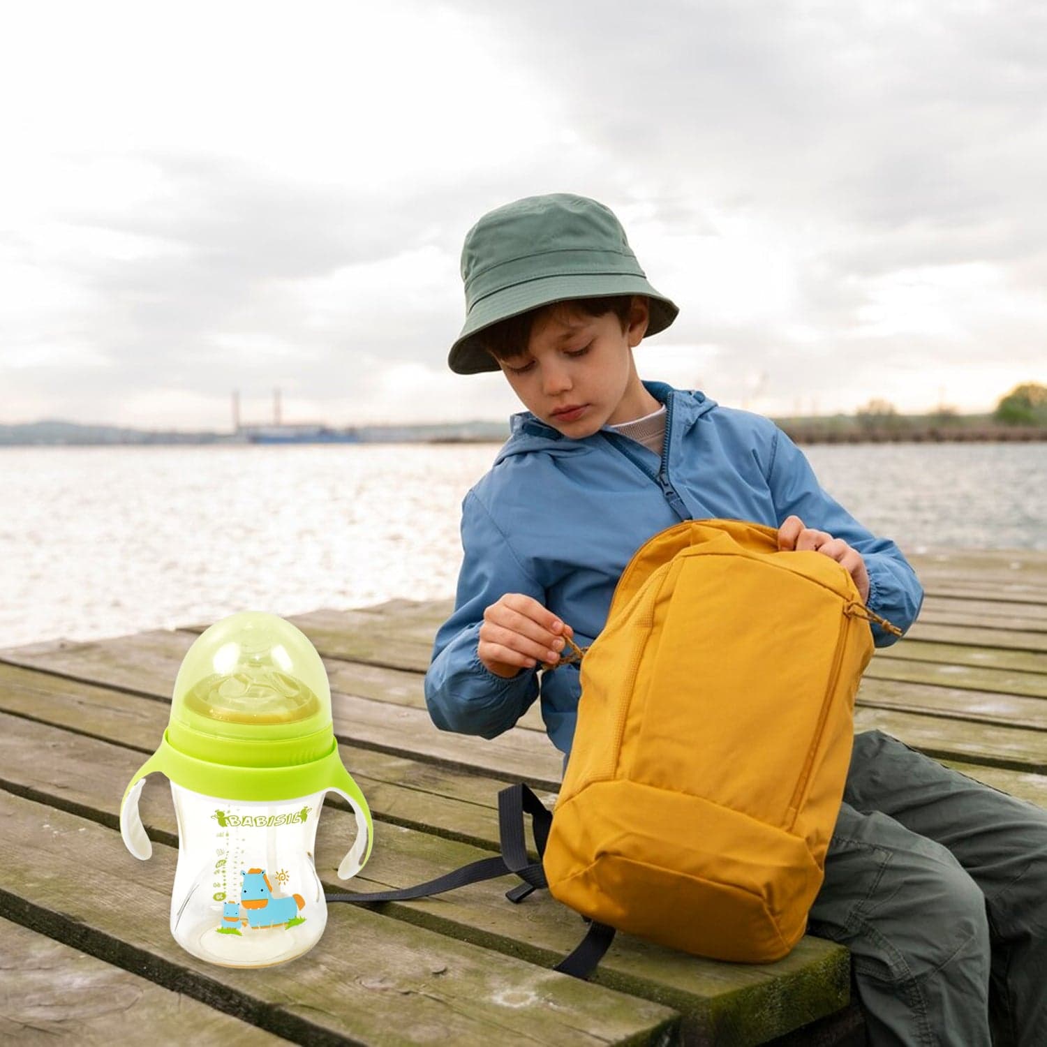 Plastic Baby Feeding Bottle with Handles Straw (300 ML / 1 Pc) thumbnail 6